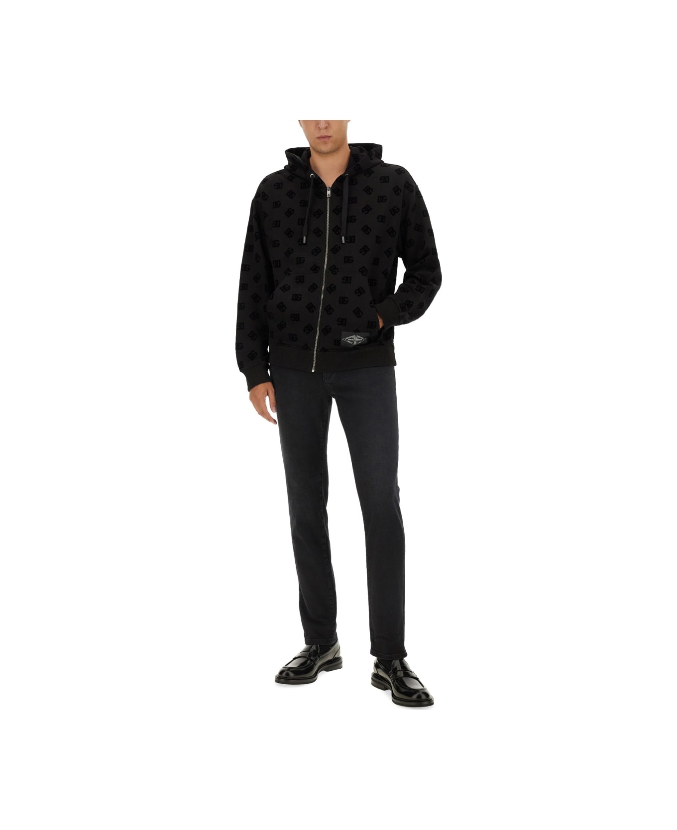 Dolce 
Gabbana Sweatshirt With Allover Logo - BLACK