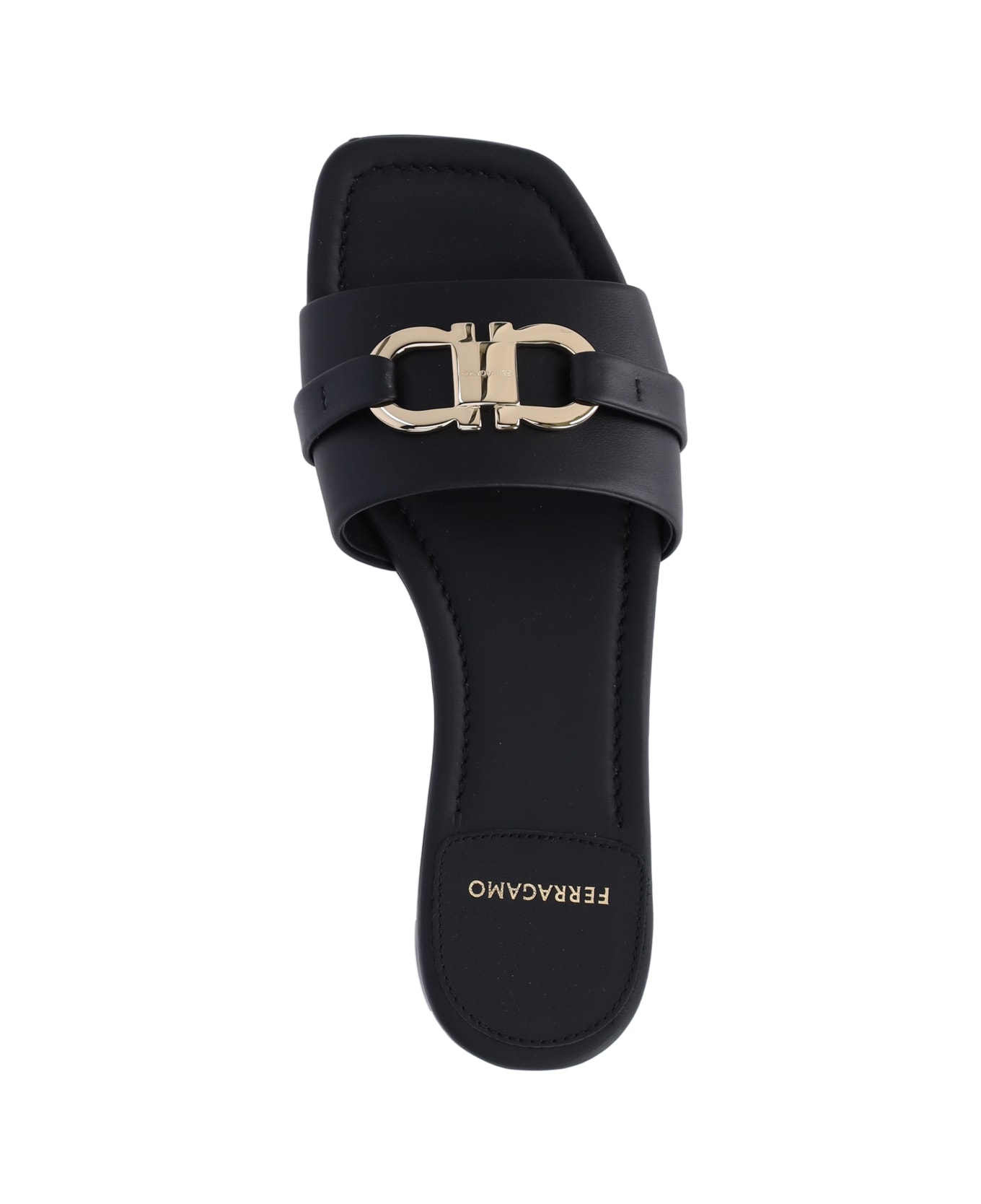 Ferragamo 'slide Gancini' Sandals - Black  