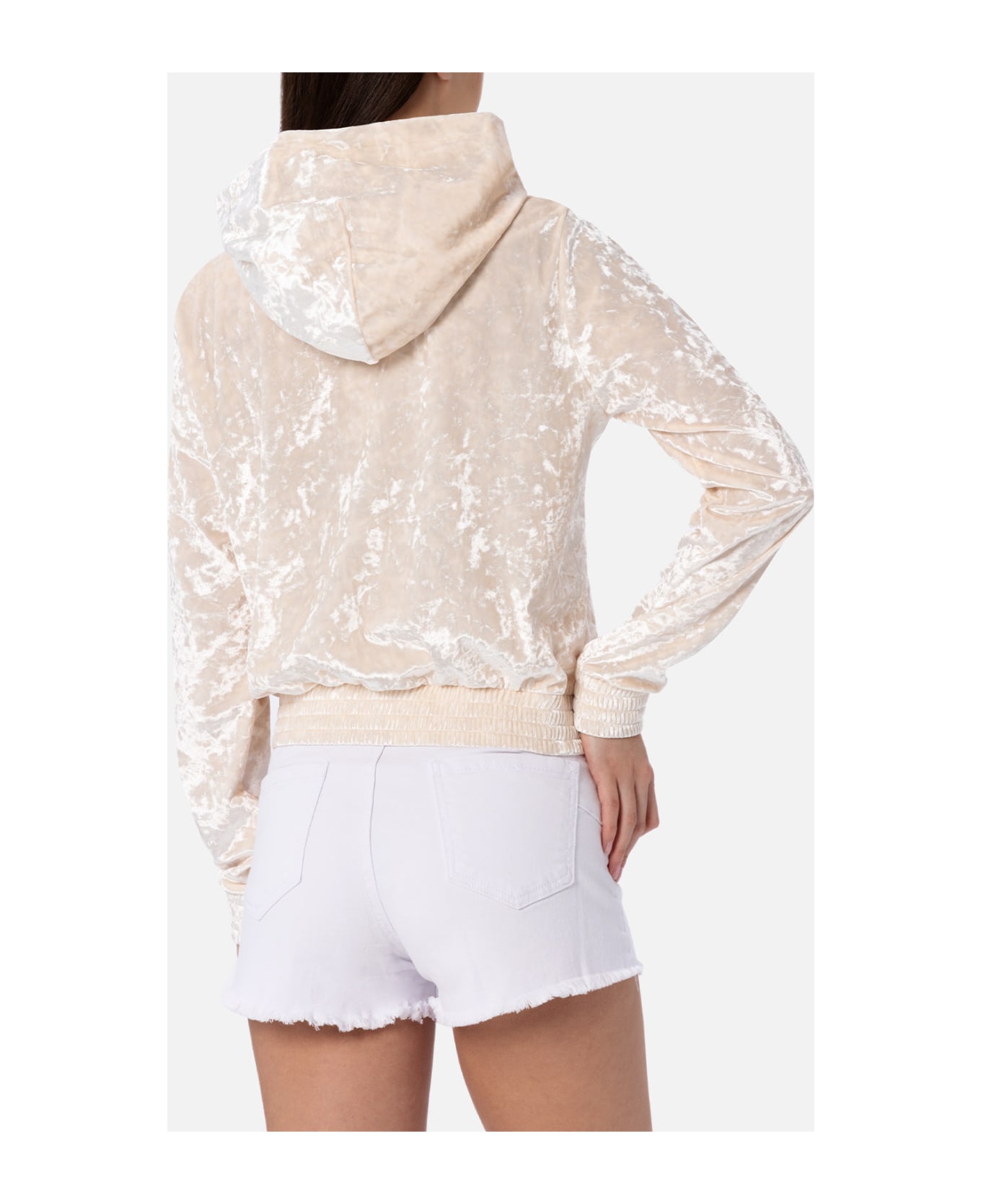 MC2 Saint Barth Woman Chenille Zipped Hoodie Jasmine - WHITE