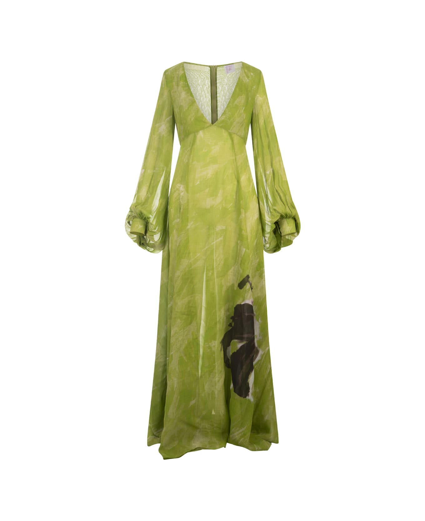 Stella Jean Green Long Dress With Print - Green