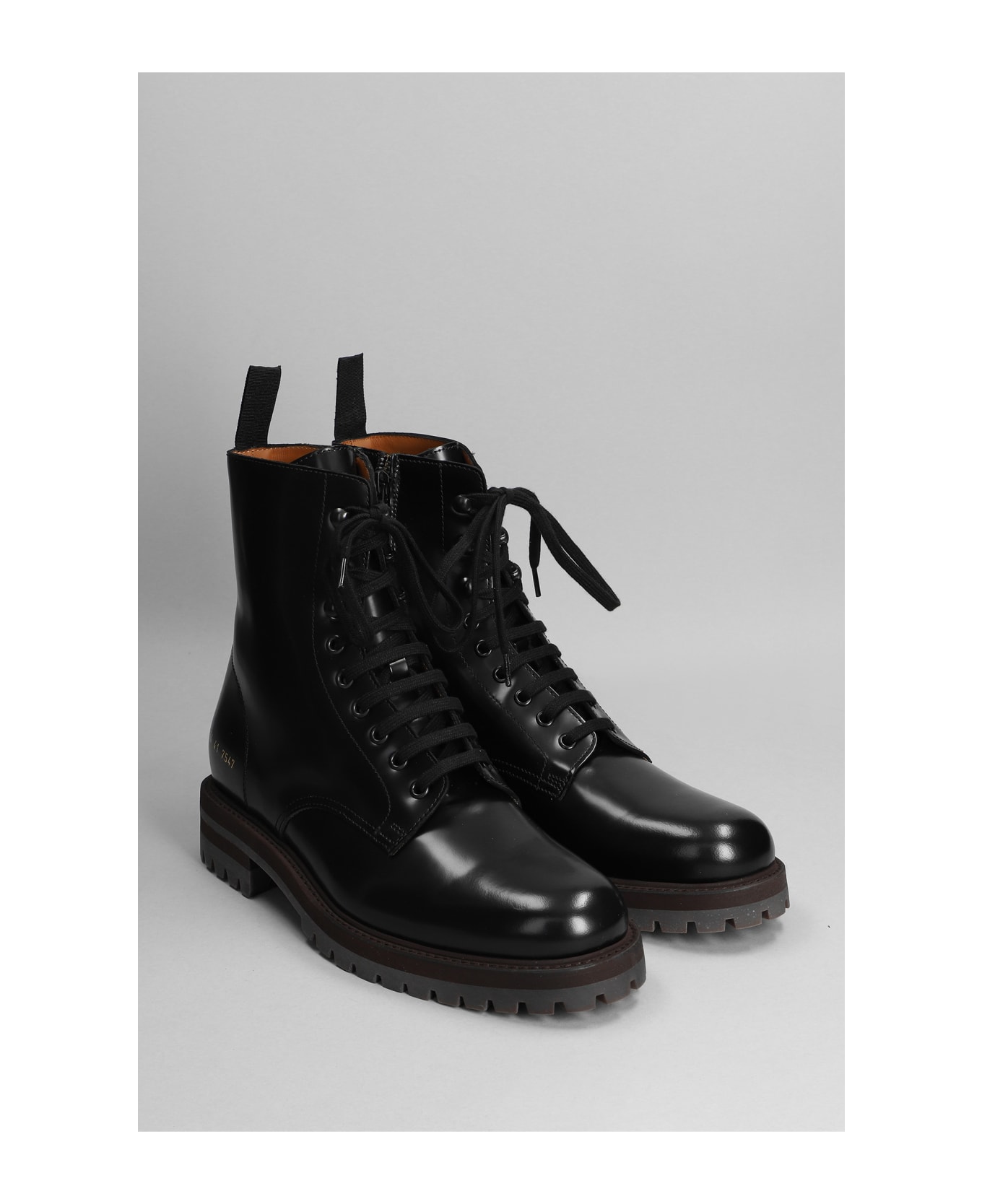 Common Projects Combat Boot Combat Boots In Black Leather - Black