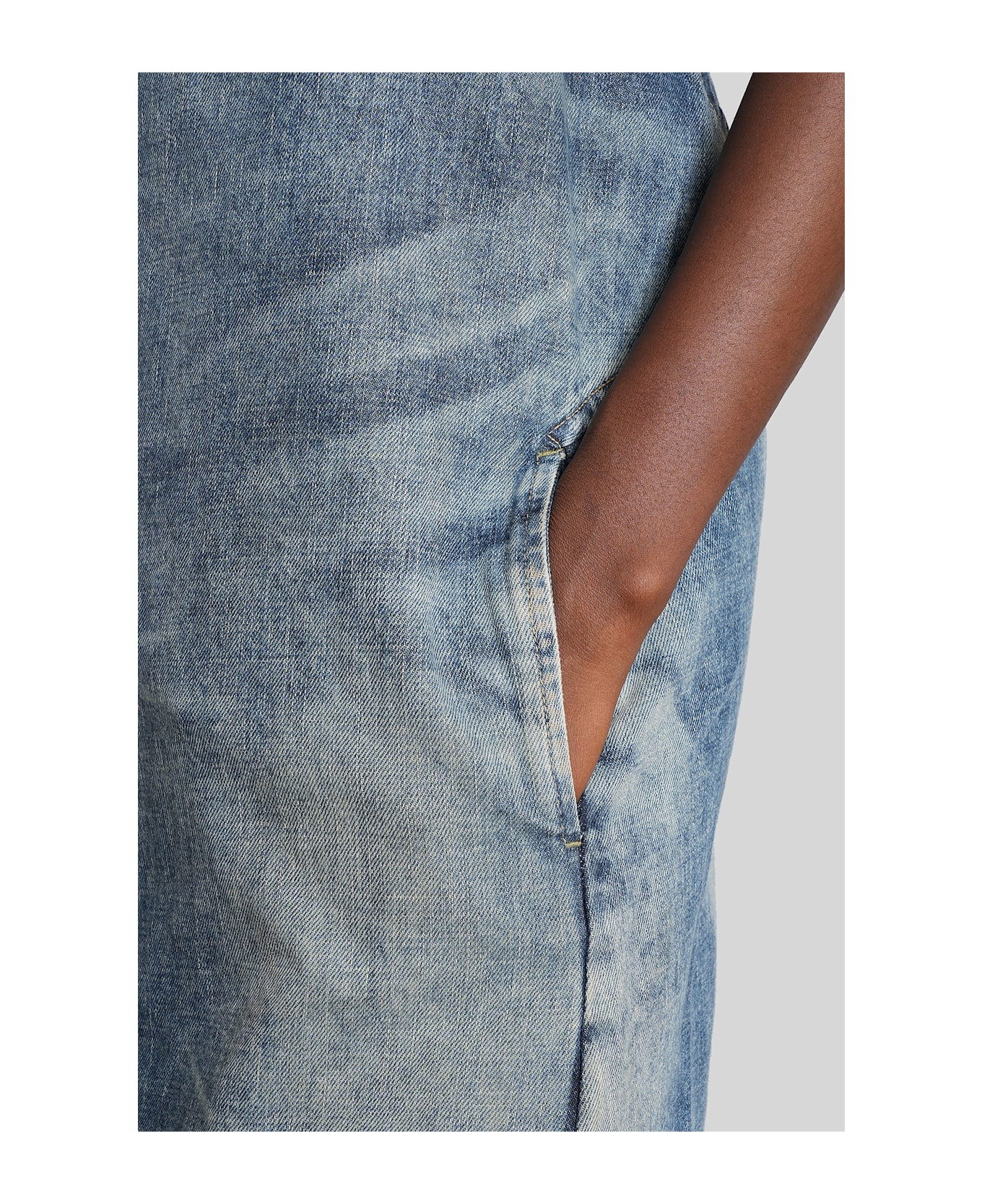 Diesel De-mariana-s Long Dress In Blue Cotton - blue