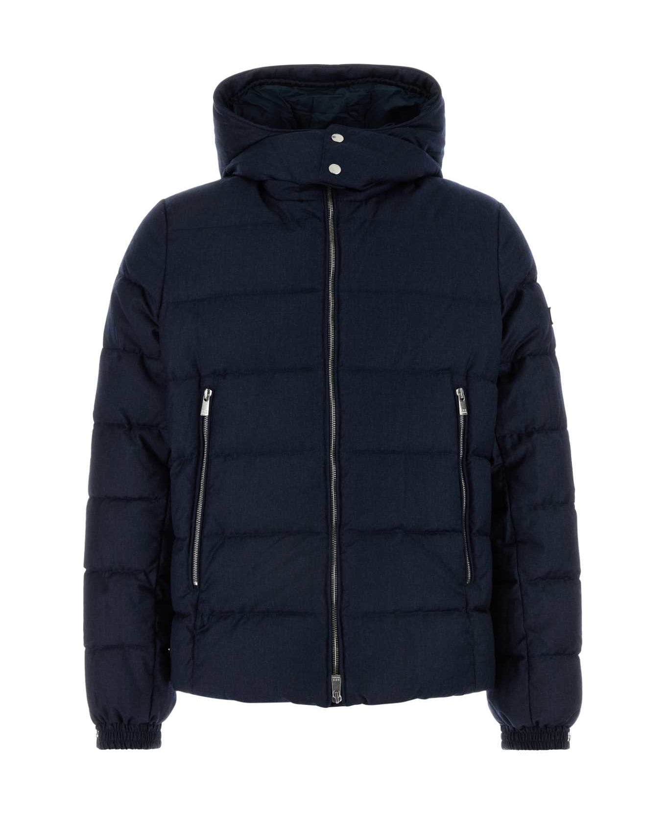 TATRAS Navy Blue Wool Blend Domiziano Down Jacket - NAVY