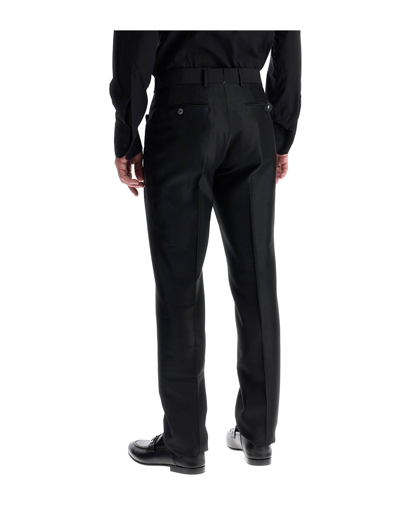 Tom Ford Men's Black Wool And Silk Regular Fit Trousers Made In Italy - BLACK (Black)