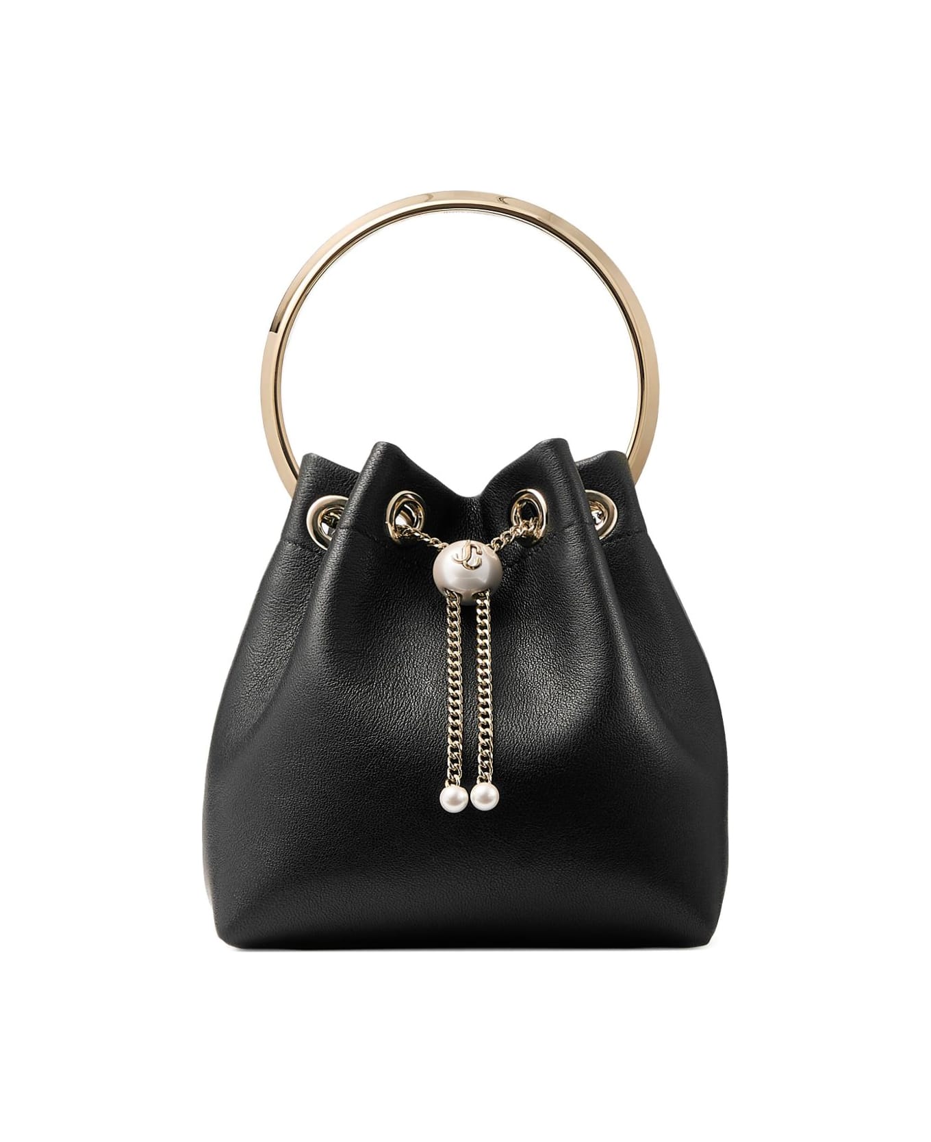Jimmy Choo Bon Bon Leather Bucket Bag - Black