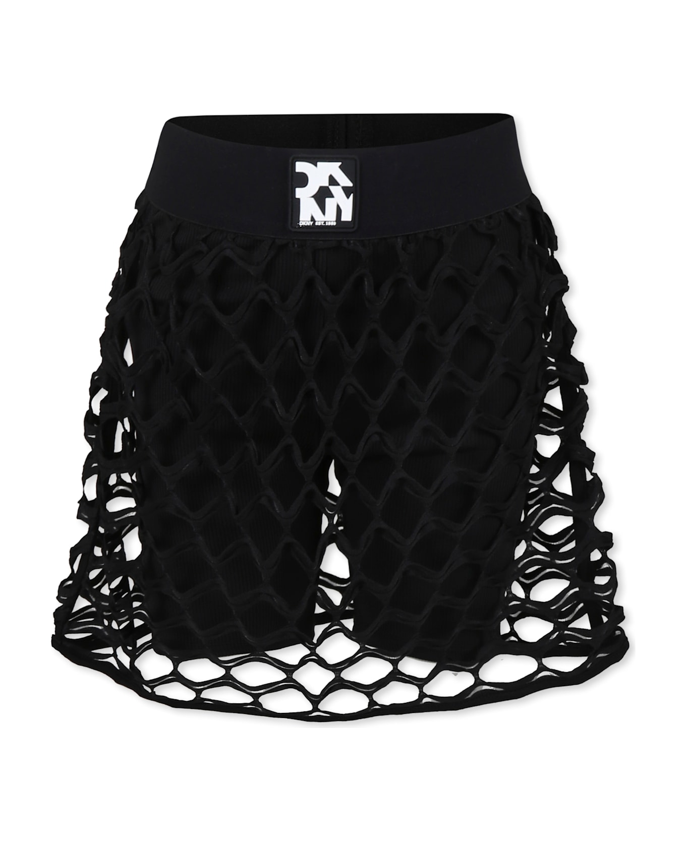 DKNY Black Shorts For Girl With Logo - Black