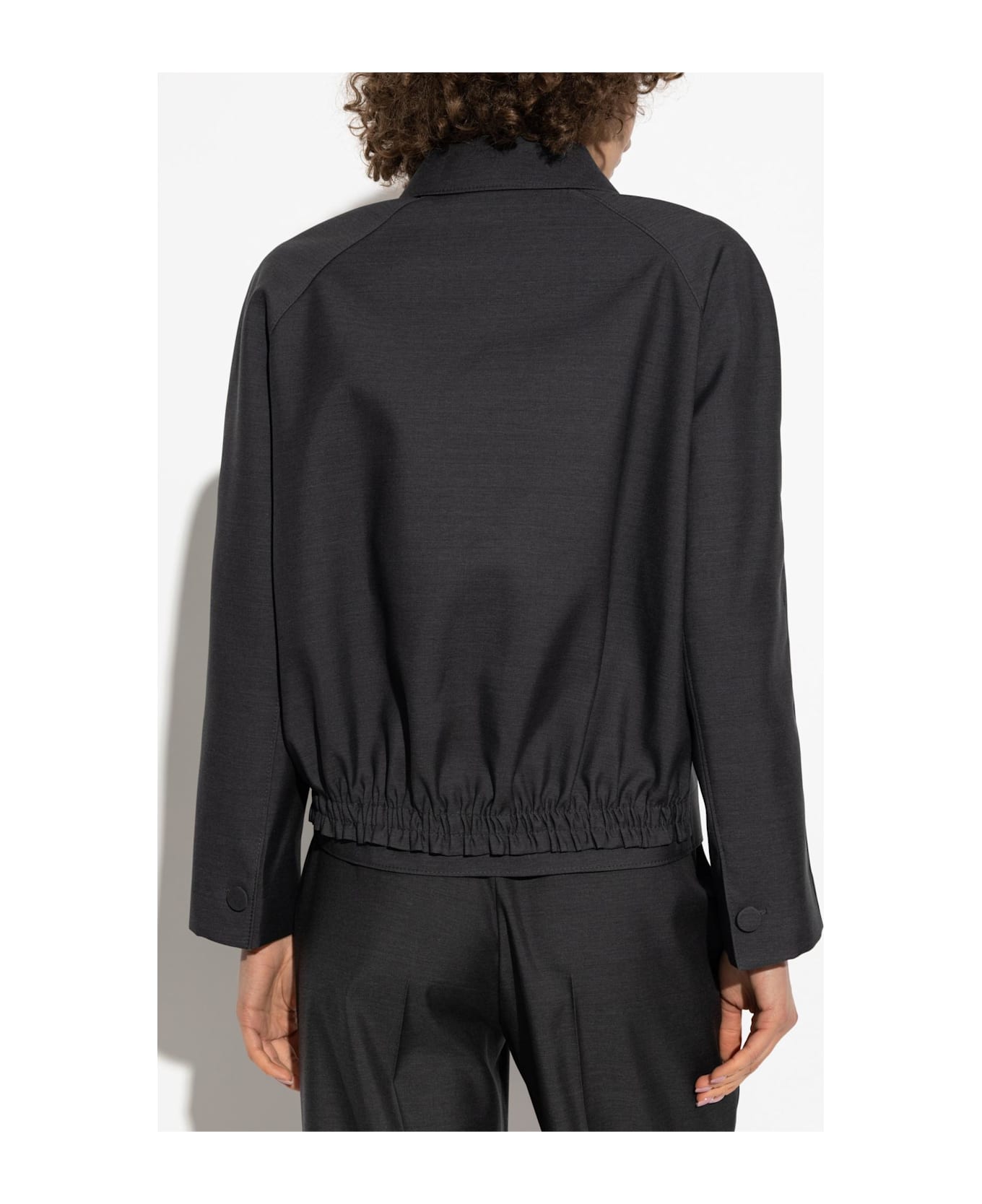 Gucci Wool Jacket With Embroidered Logo On The Collar - Grey