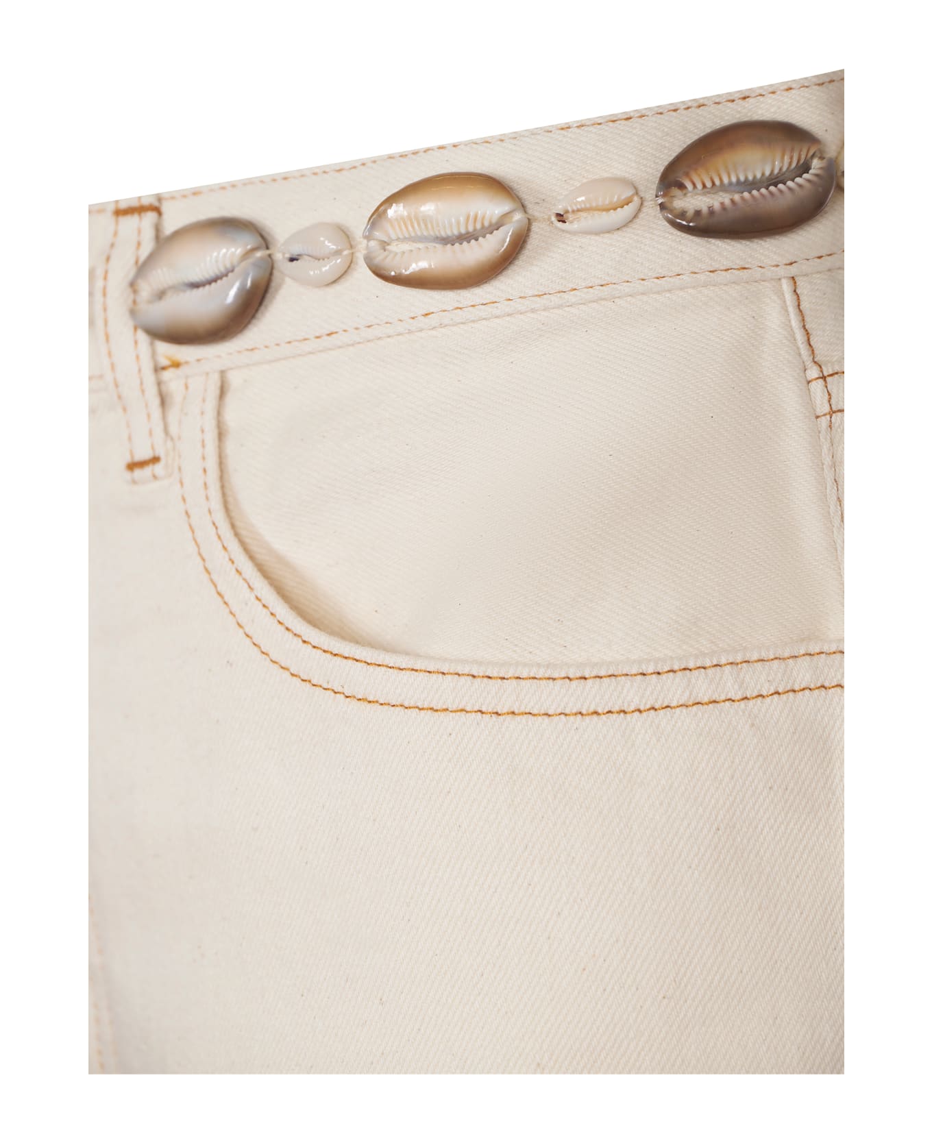 Alanui Ocean Dream Denim Shorts - White