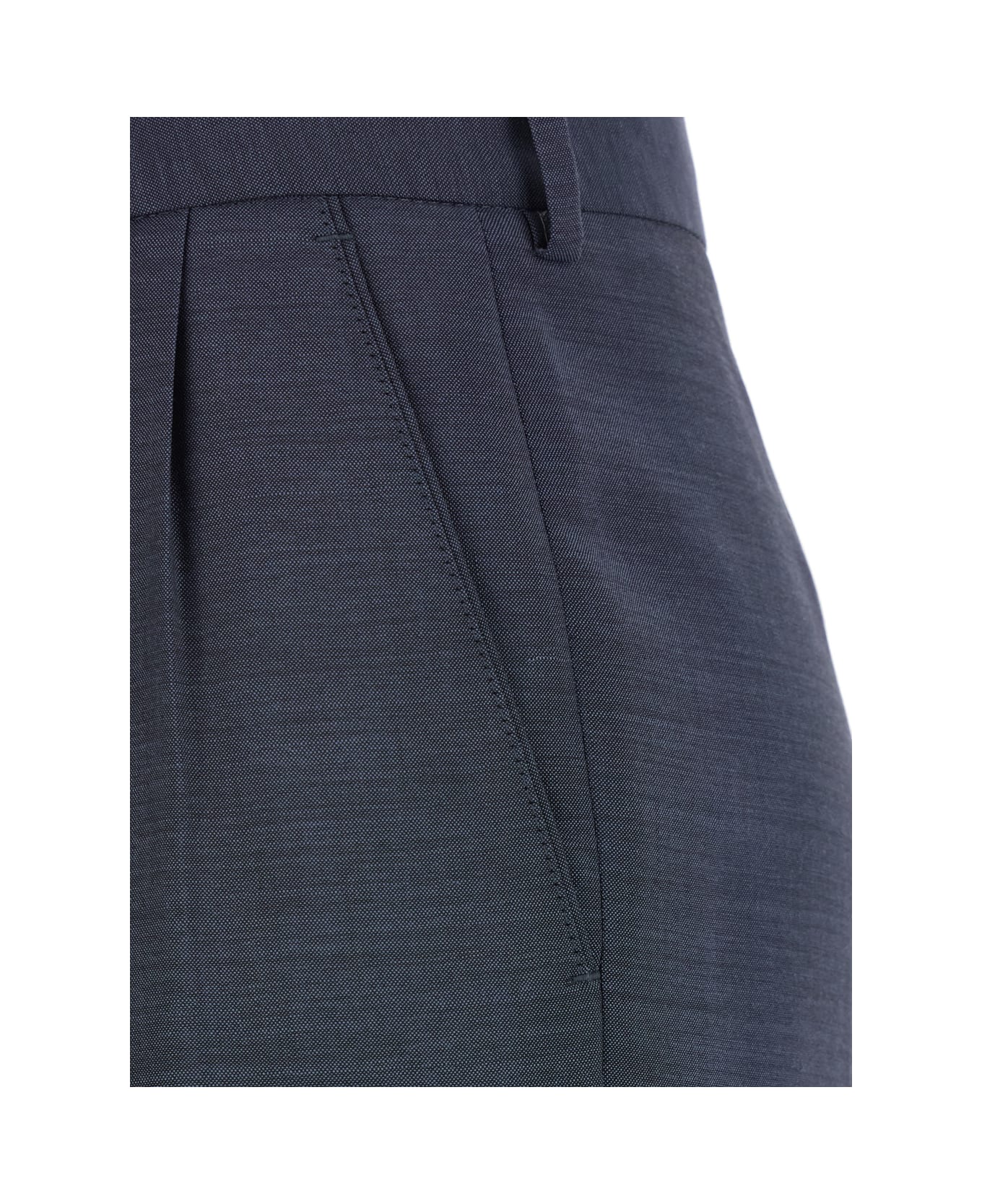 Blazé Milano 
aile
 Blue Pants With Belt Loops And Box-pleated Details In Wool Blend Woman - Blu