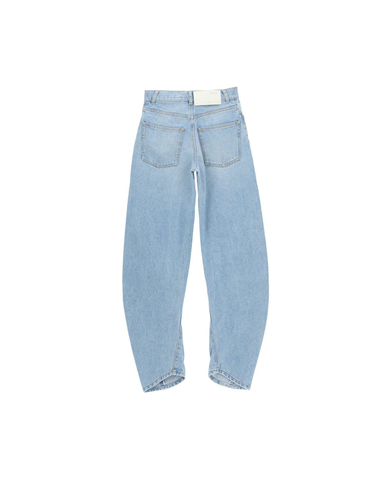 Off-White Banana Logo Patch Tapered Jeans - Light Blue