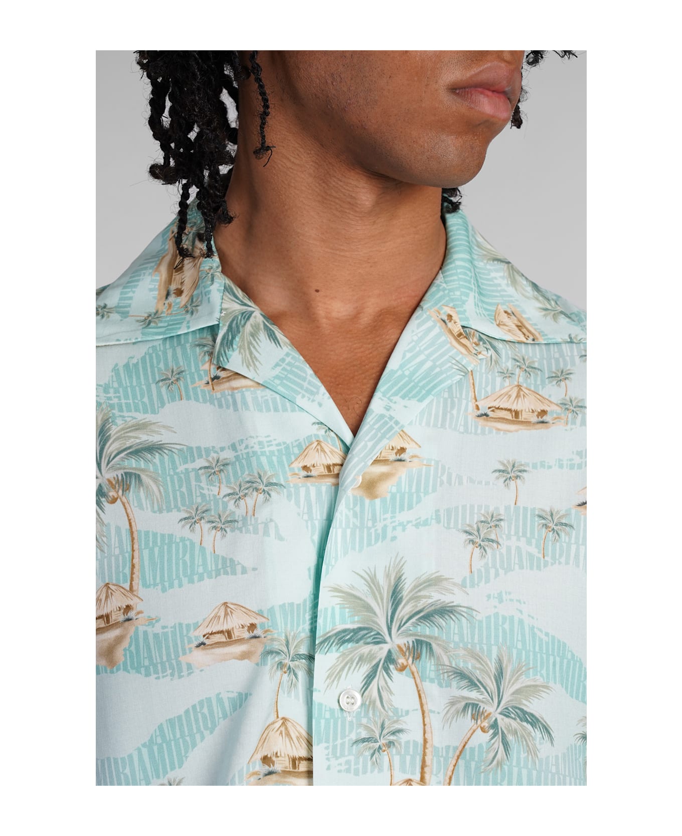 AMIRI Shirt In Cyan Viscose - cyan
