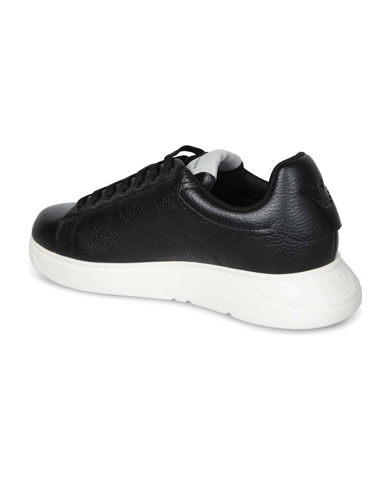Emporio Armani Icon Grain Black Sneakers - Black