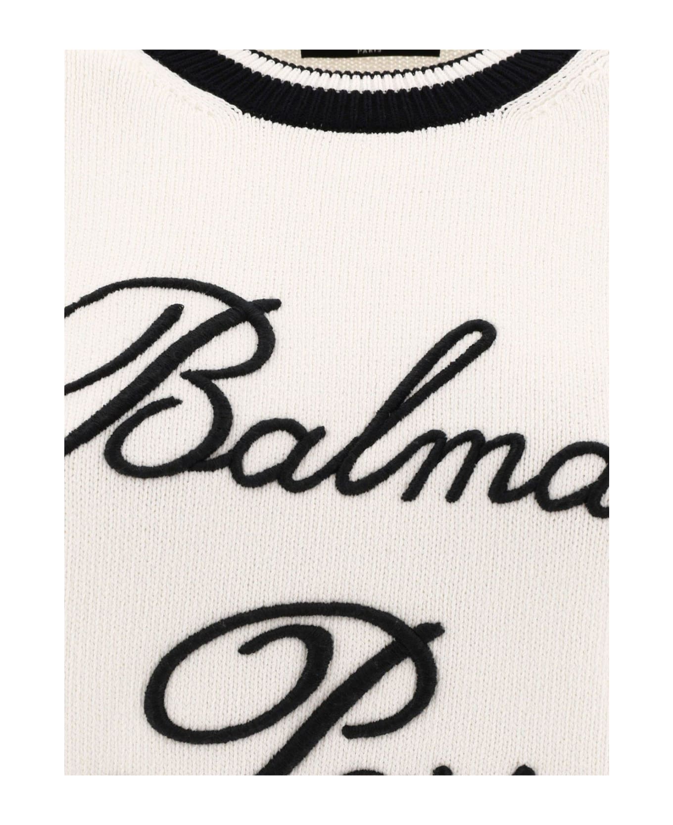 Balmain Signature Knit Jumper - White