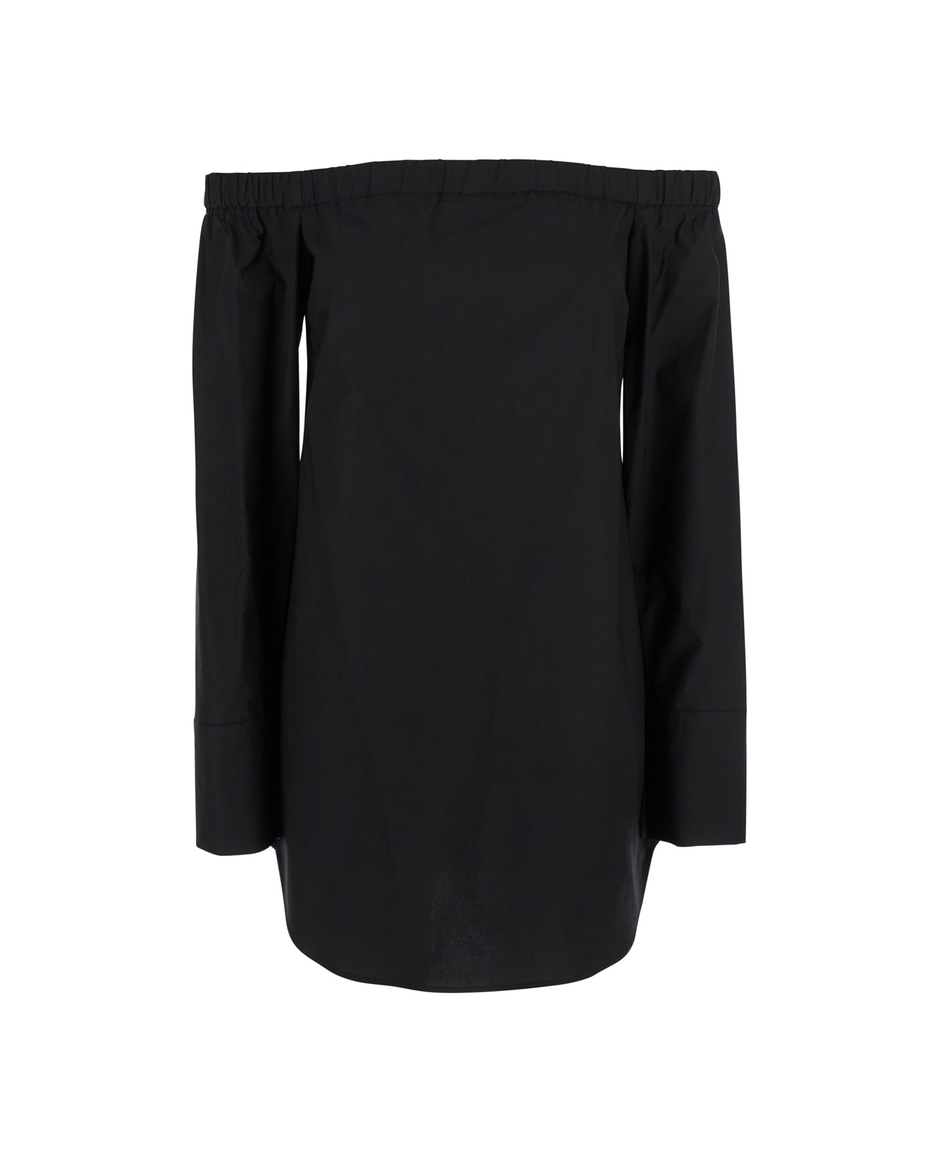 Federica Tosi Black Dress With Neckline In Fabric Woman - Black
