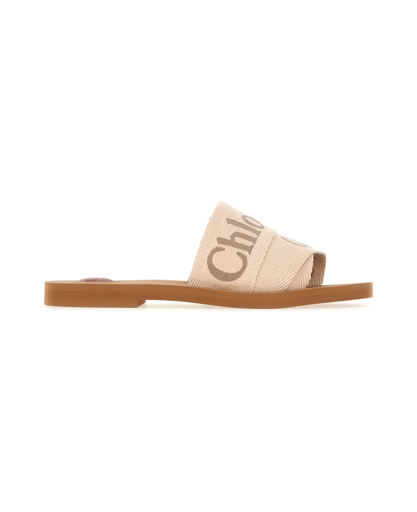 Chloé Sand Linen Blend Woody Slippers - 26Y