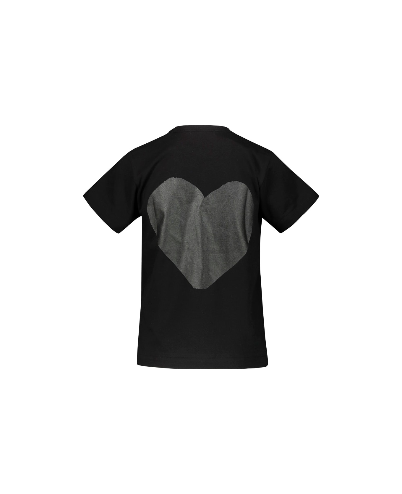 Comme des Garçons Play Black Short Sleeve T-shirt With Black Printed Heart On The Front And Back - Blk