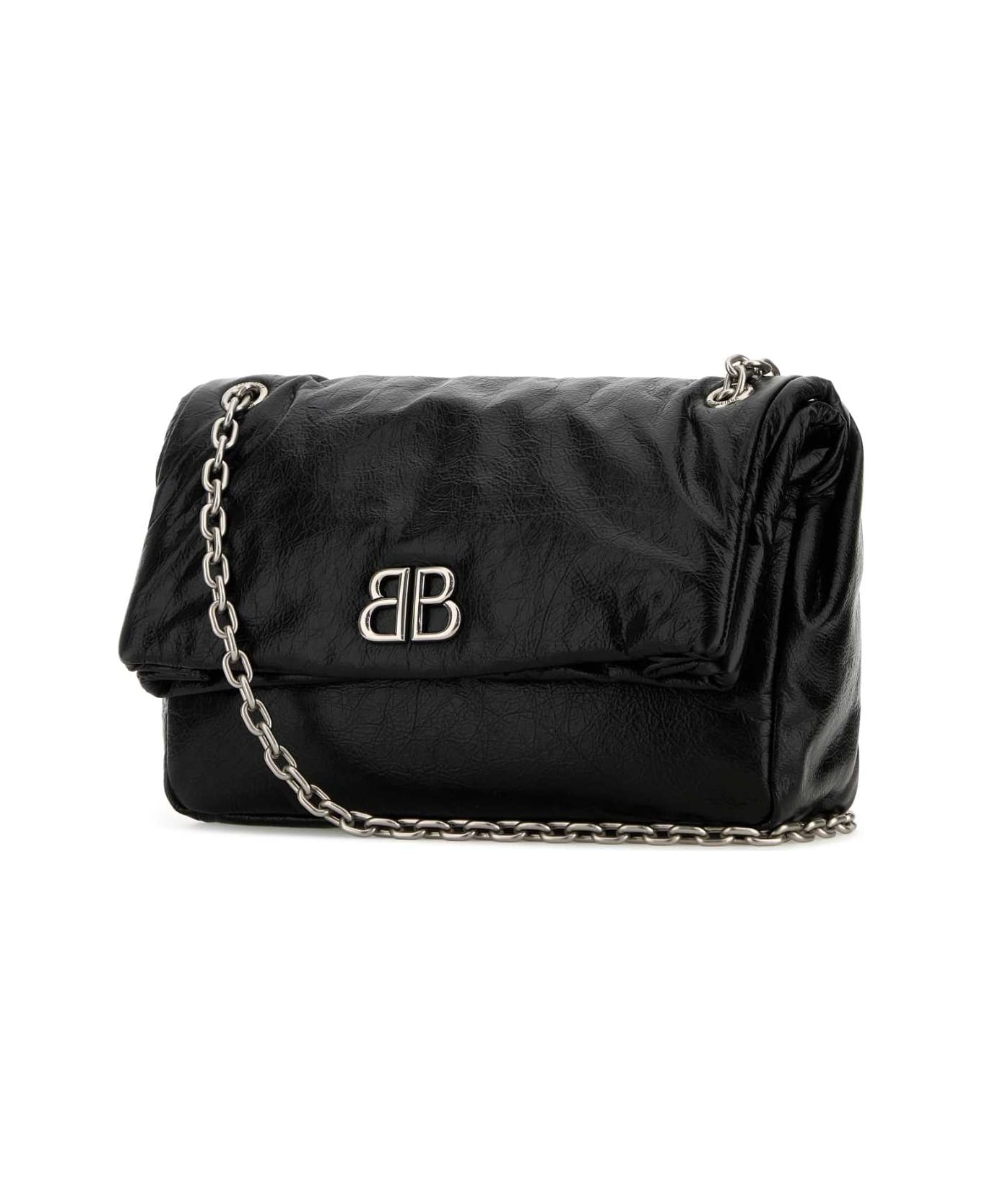 Balenciaga Black Leather Medium Monaco Shoulder Bag - Black