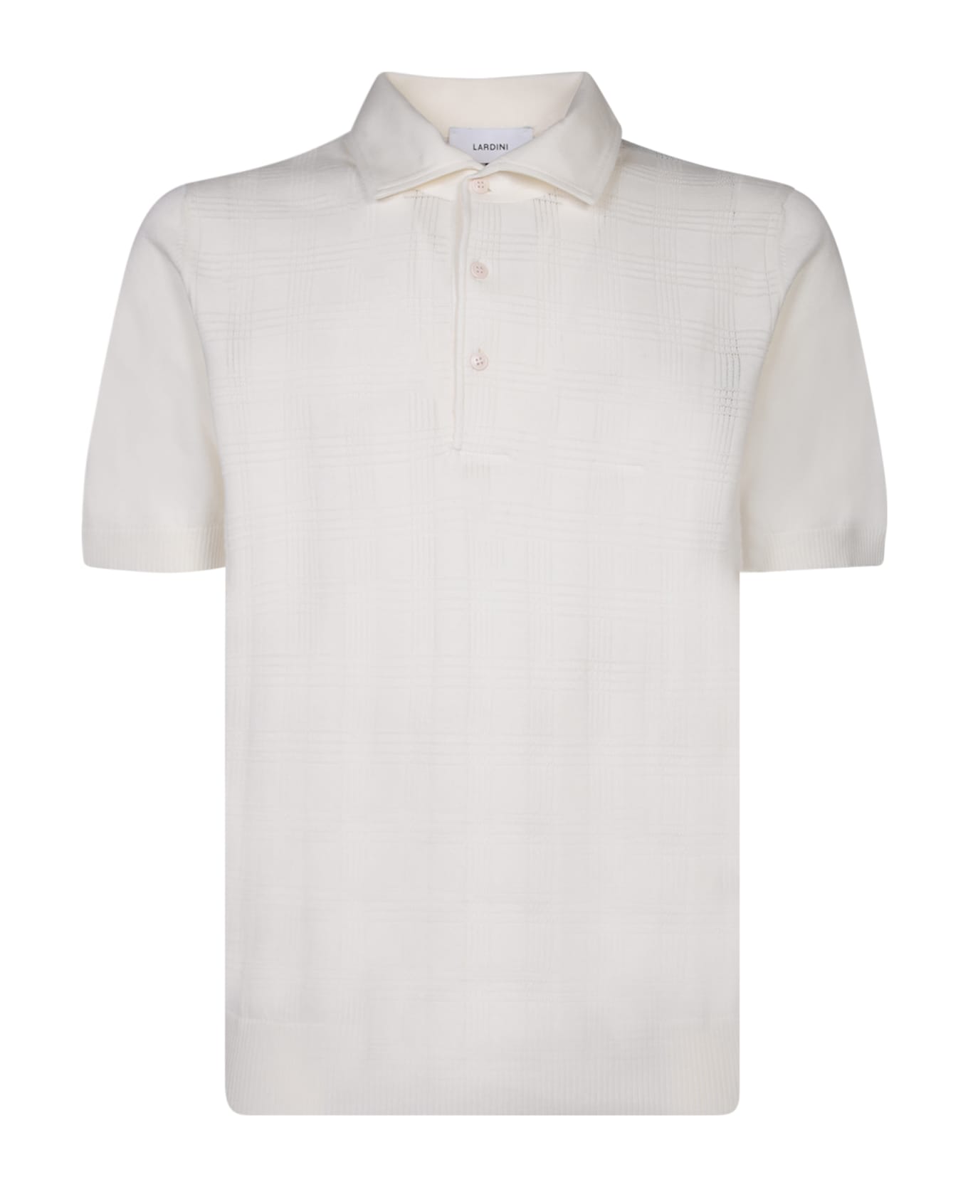 Lardini Check White Polo Shirt - White