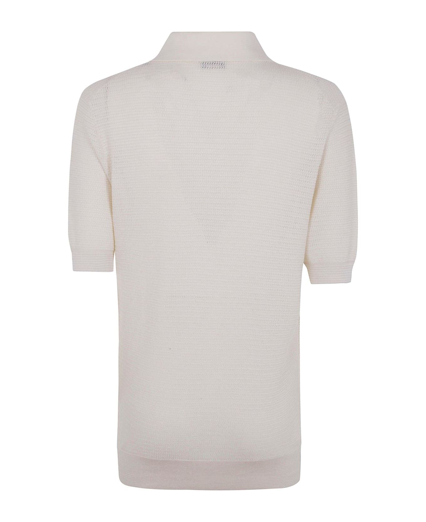 Tom Ford Short Sleeved Knitted Polo Shirt - Xawaw Chalk