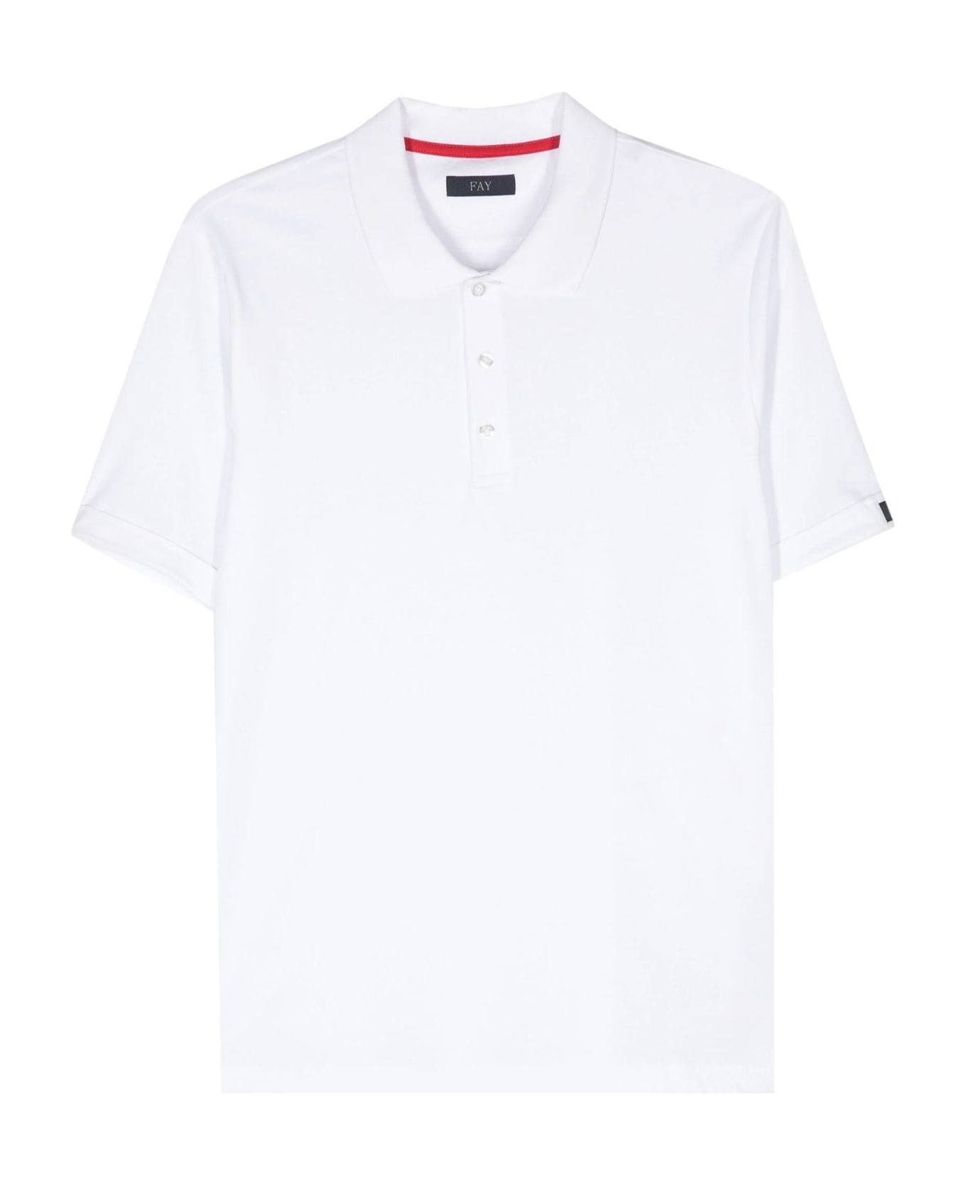 Fay Short-sleeved Polo Shirt In Cotton Jersey - White