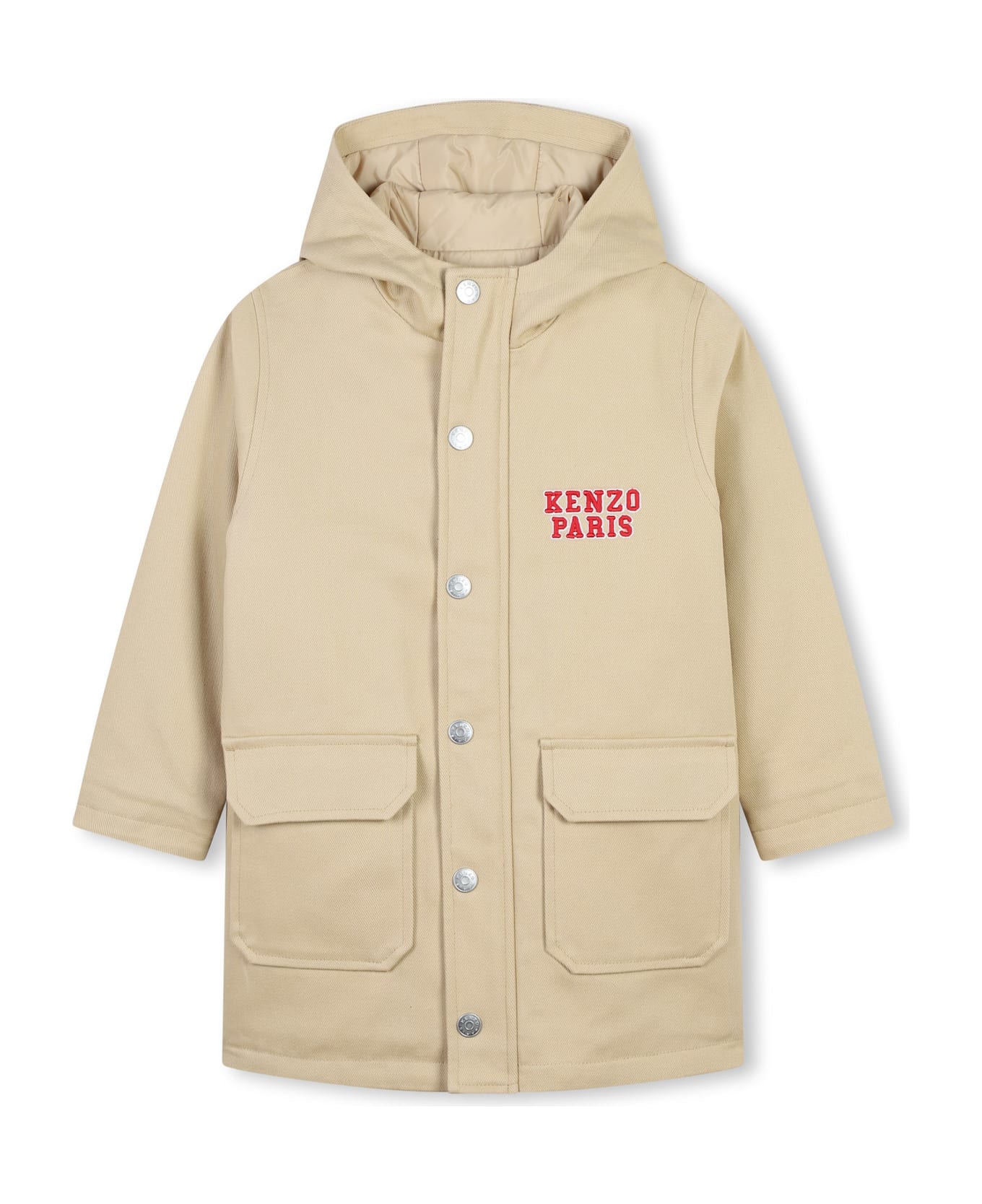 Kenzo Kids Parka With Embroidery - Beige