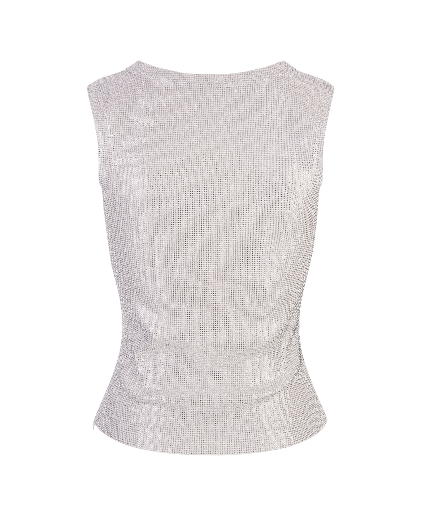 Ermanno Scervino Tank Top With Crystals - Silver