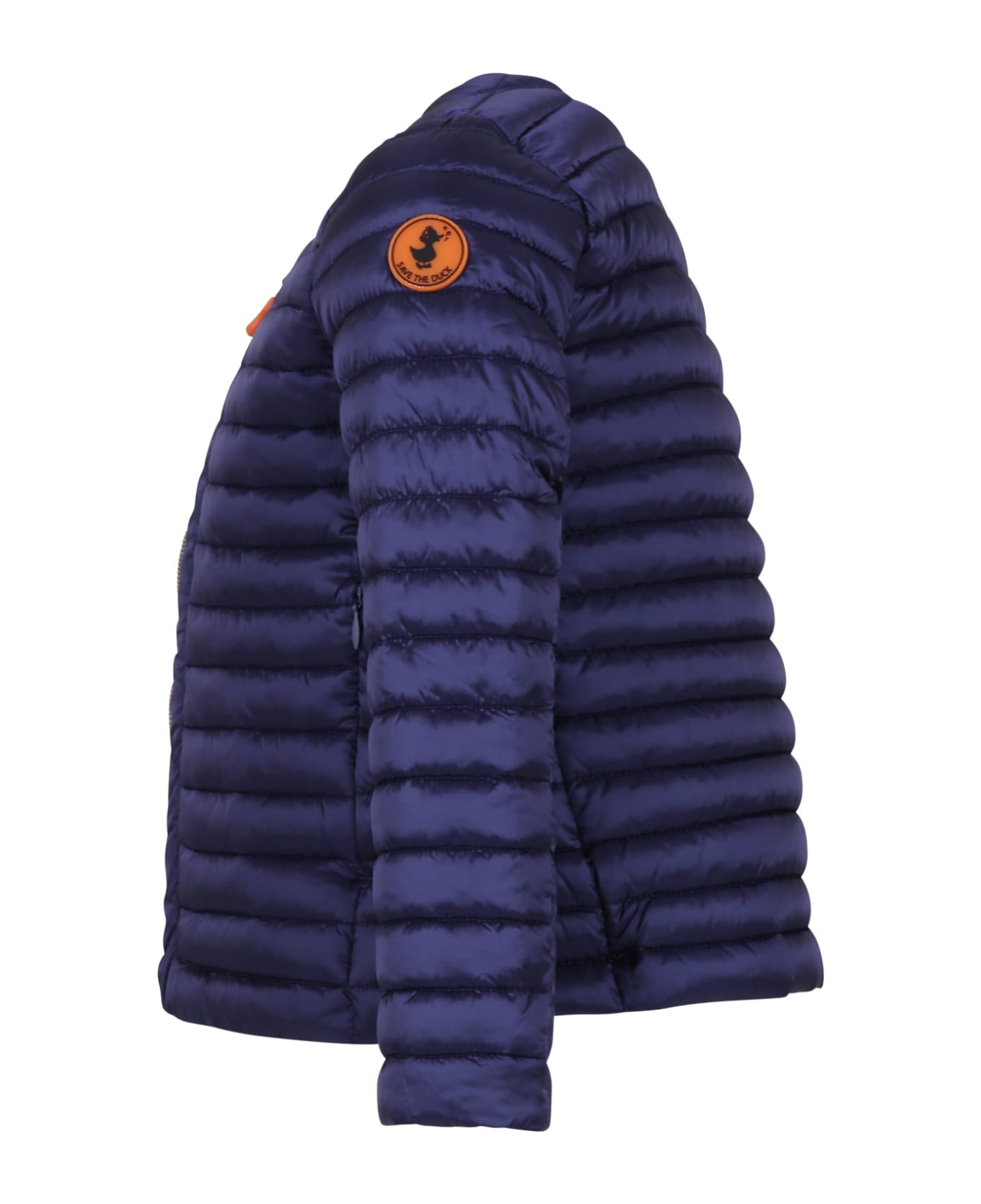 Save the Duck Blue Vela Down Jacket For Girl With Iconic Logo - Blue