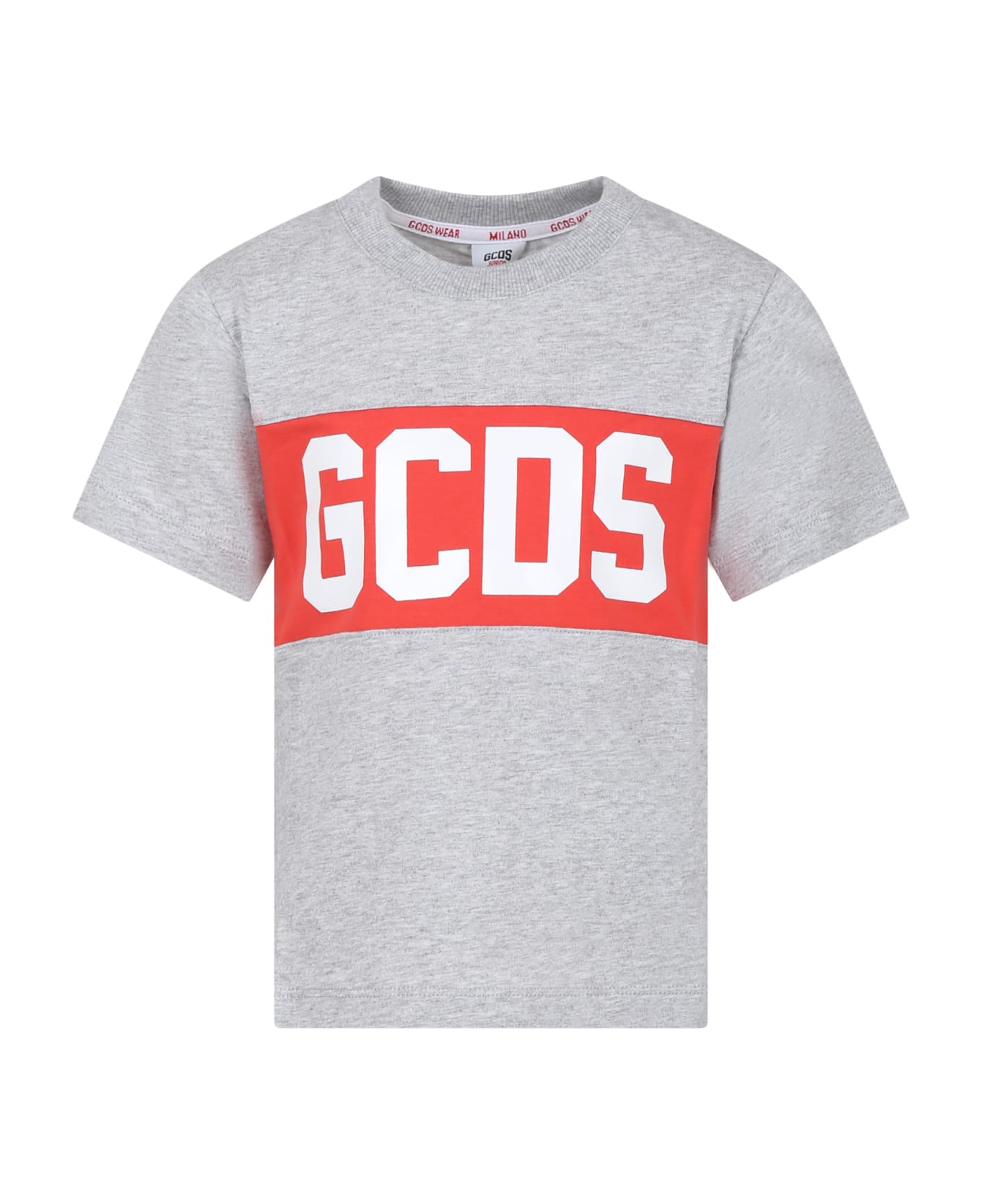 GCDS Mini Grey T-shirt For Kids With Logo - Grey