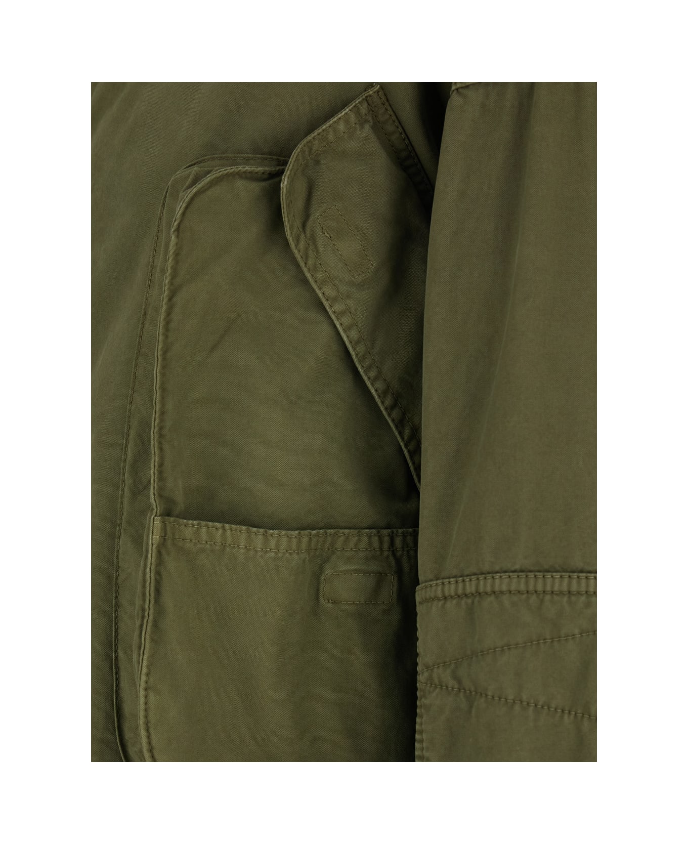 The Attico Green Jacket With High Neck And Logo Patch On The Rear In Cotton Woman - Green