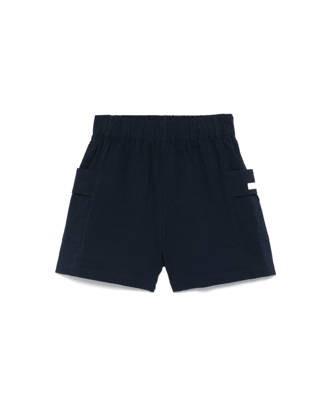 EA7 Striped Cotton Shorts - Blue