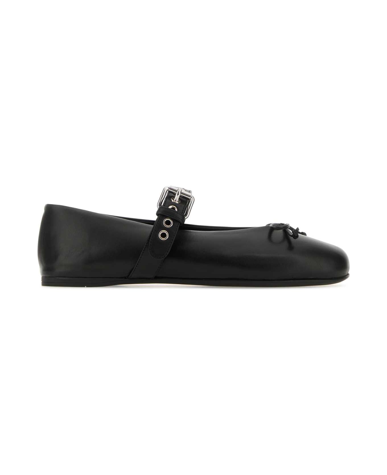 Miu Miu Black Leather Ballerinas - NERO