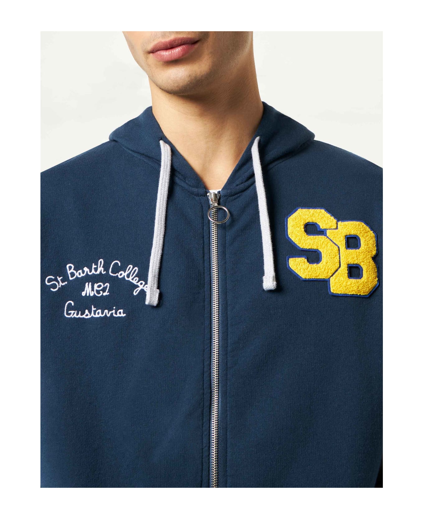 MC2 Saint Barth Man Cotton Sweatshirt With Patch And Embroidery