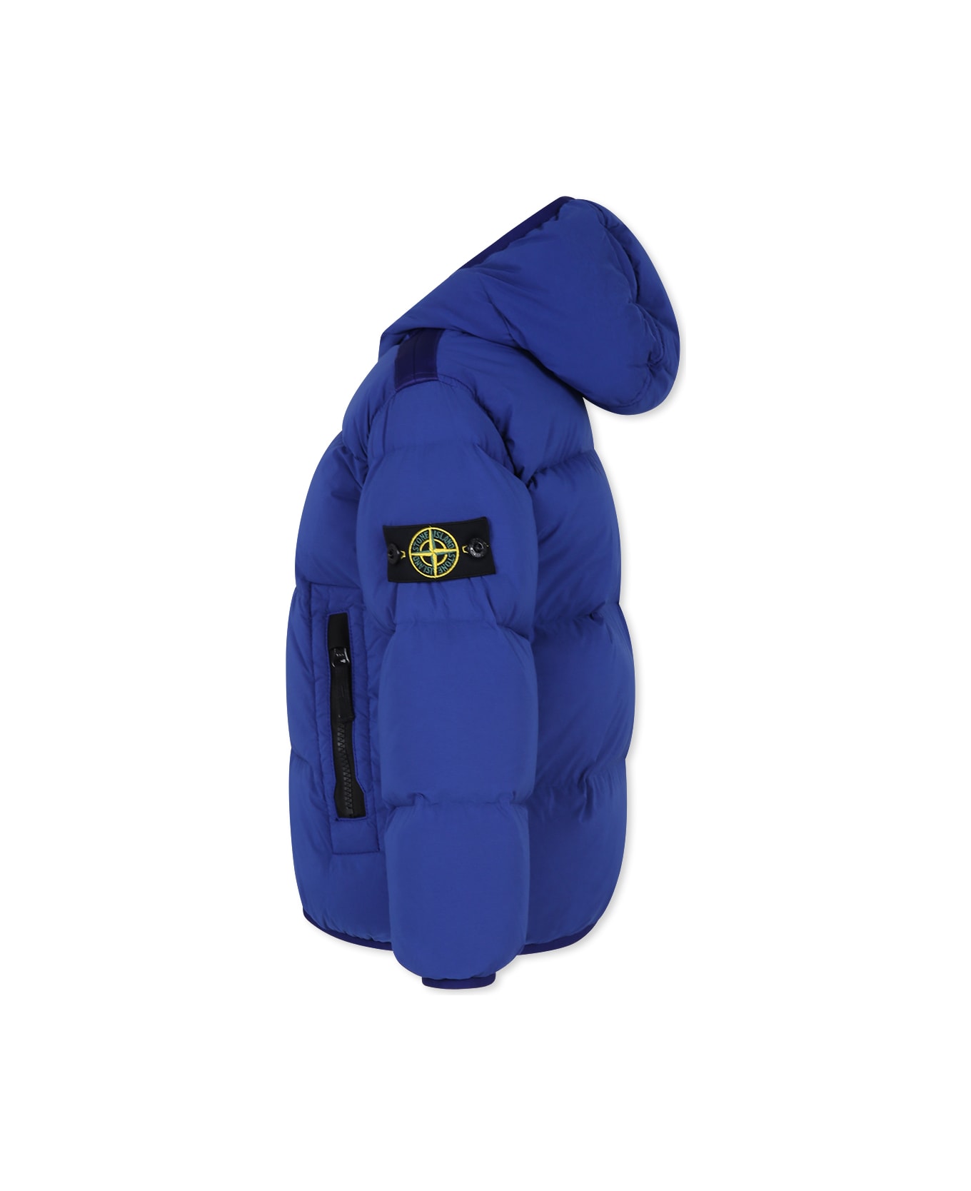 Stone Island Junior Light Blue Down Jacket For Boy With