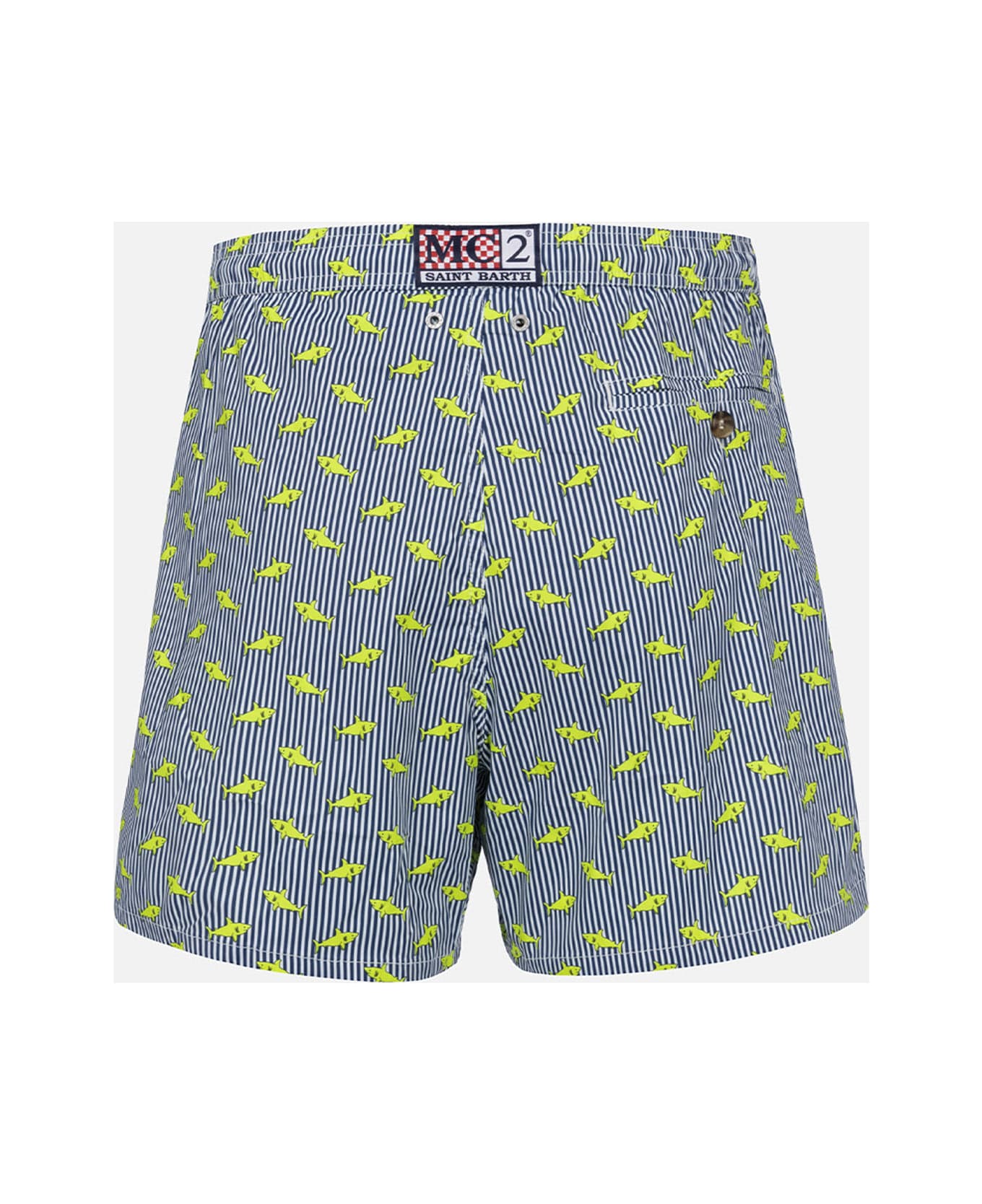 MC2 Saint Barth Comfort Light Classic Stretch Swim Shorts With Sharks Print - BLUE NAVY