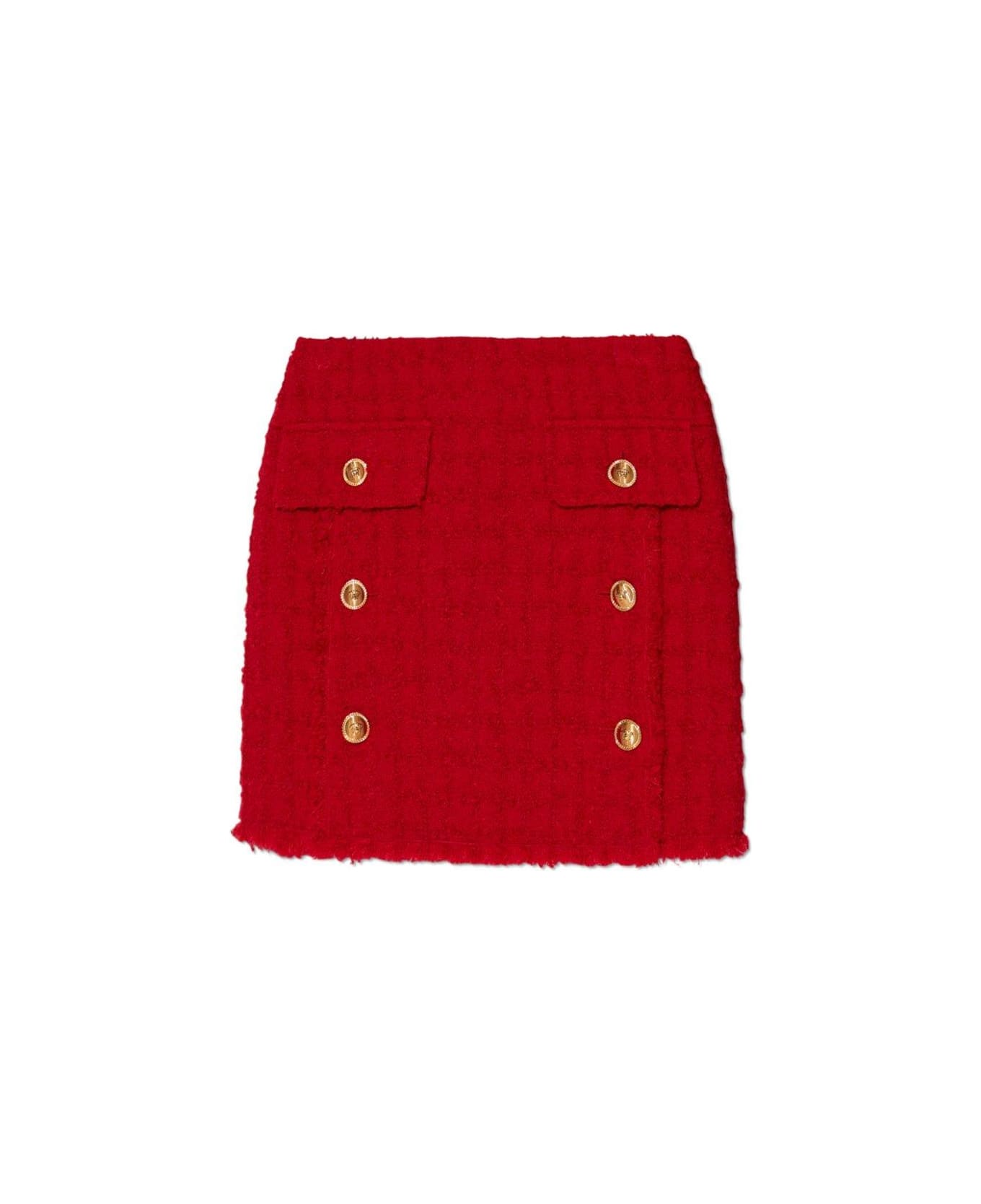Versace Heritage Mid-rise Tweed Mini Skirt - Red