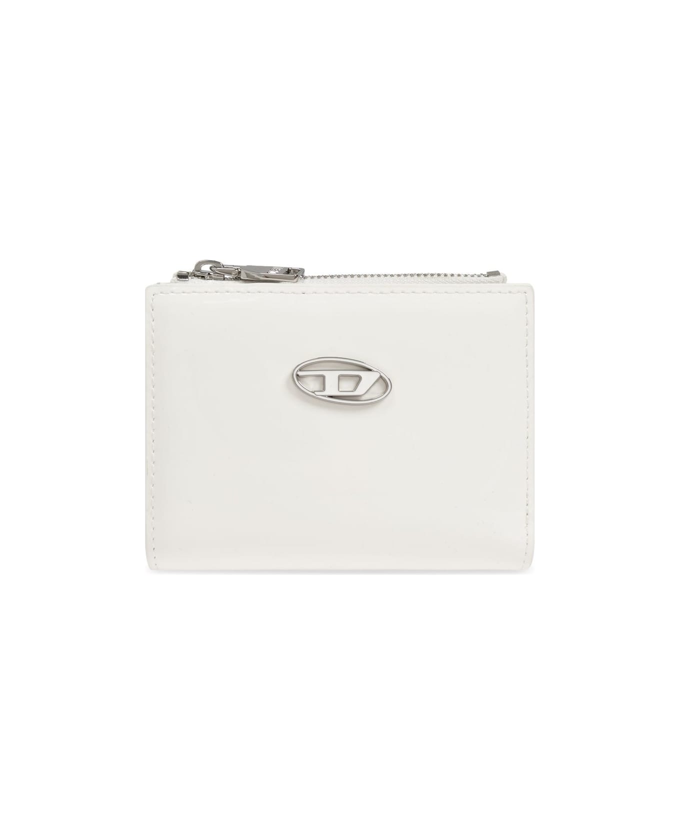 Diesel Play Bi-fold Zip Li Wallet - WHITE