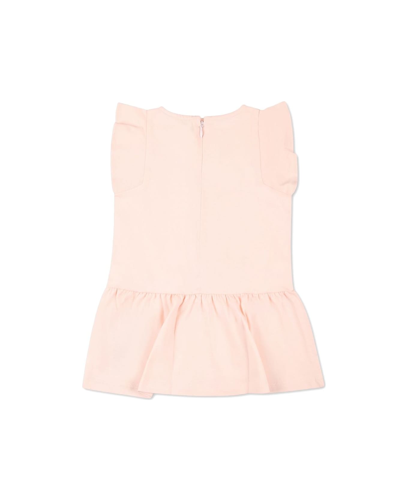 Chloé Abito Con Ricamo Logo - Pink