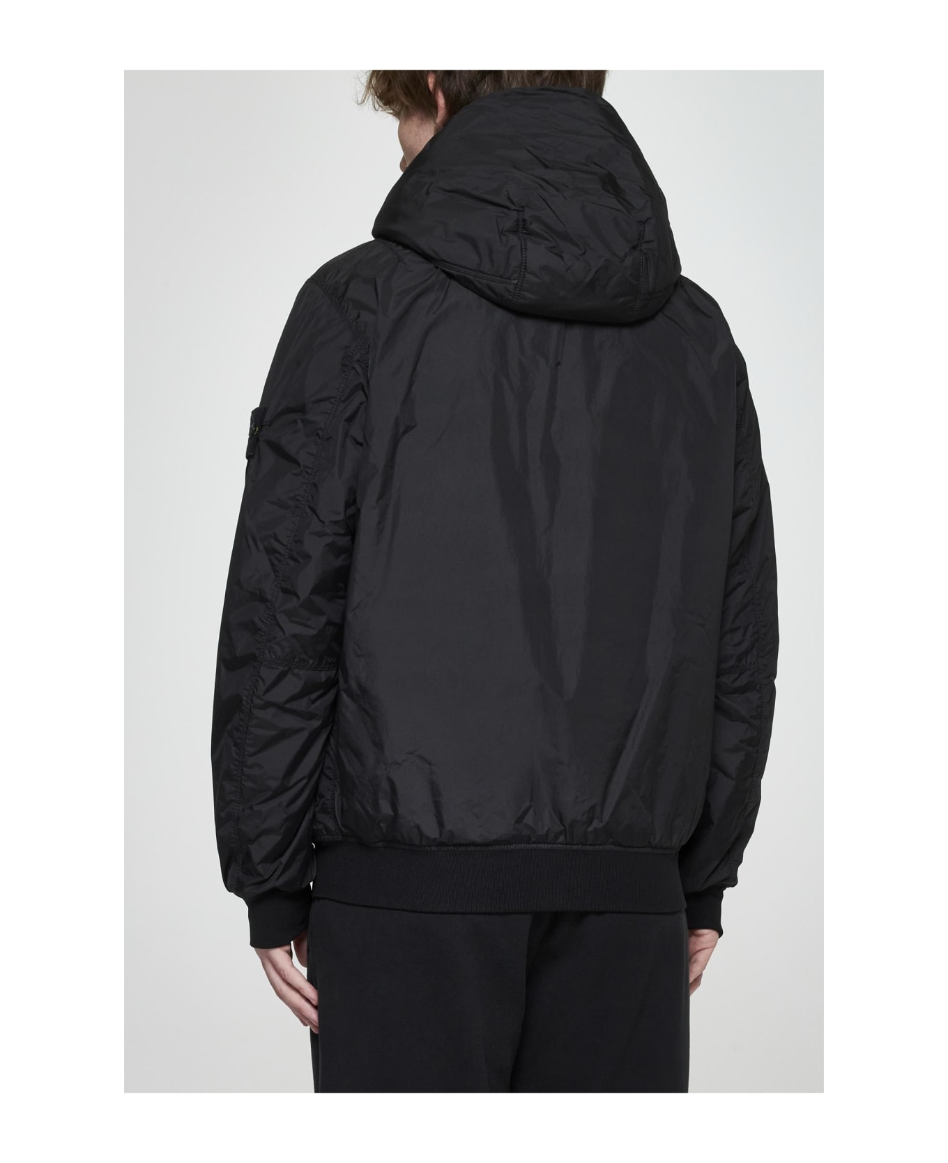 Stone Island Hooded Nylon Down Jacket - Black