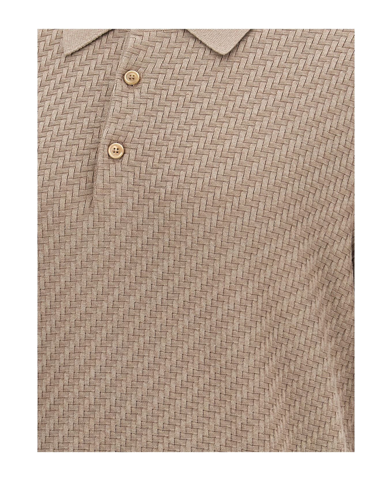 Brioni Knitted Polo Shirt - Beige