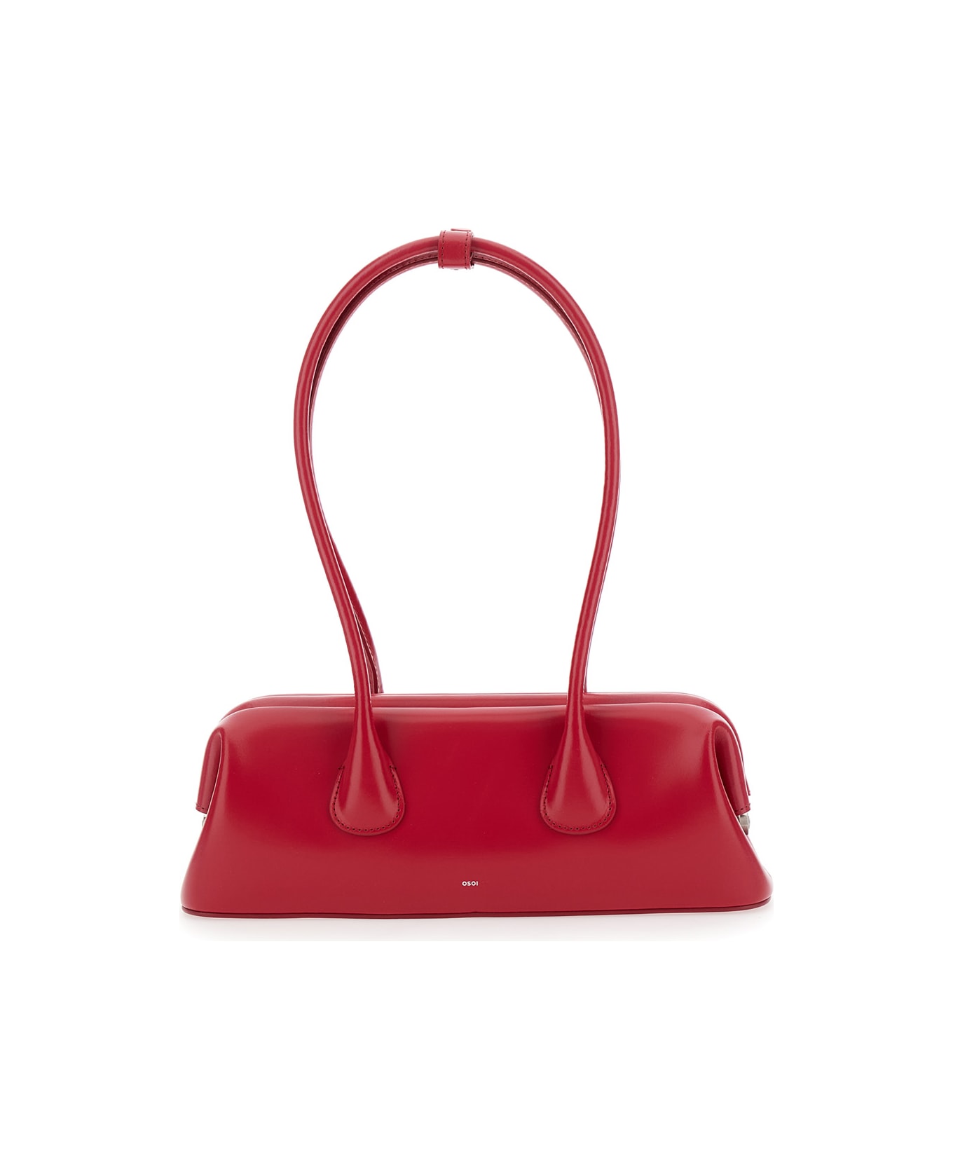 OSOI 'boat Wide Mini' Red Shoulder Bag With Round Handles And Logo Lettering On The Front In Leather Woman - Red