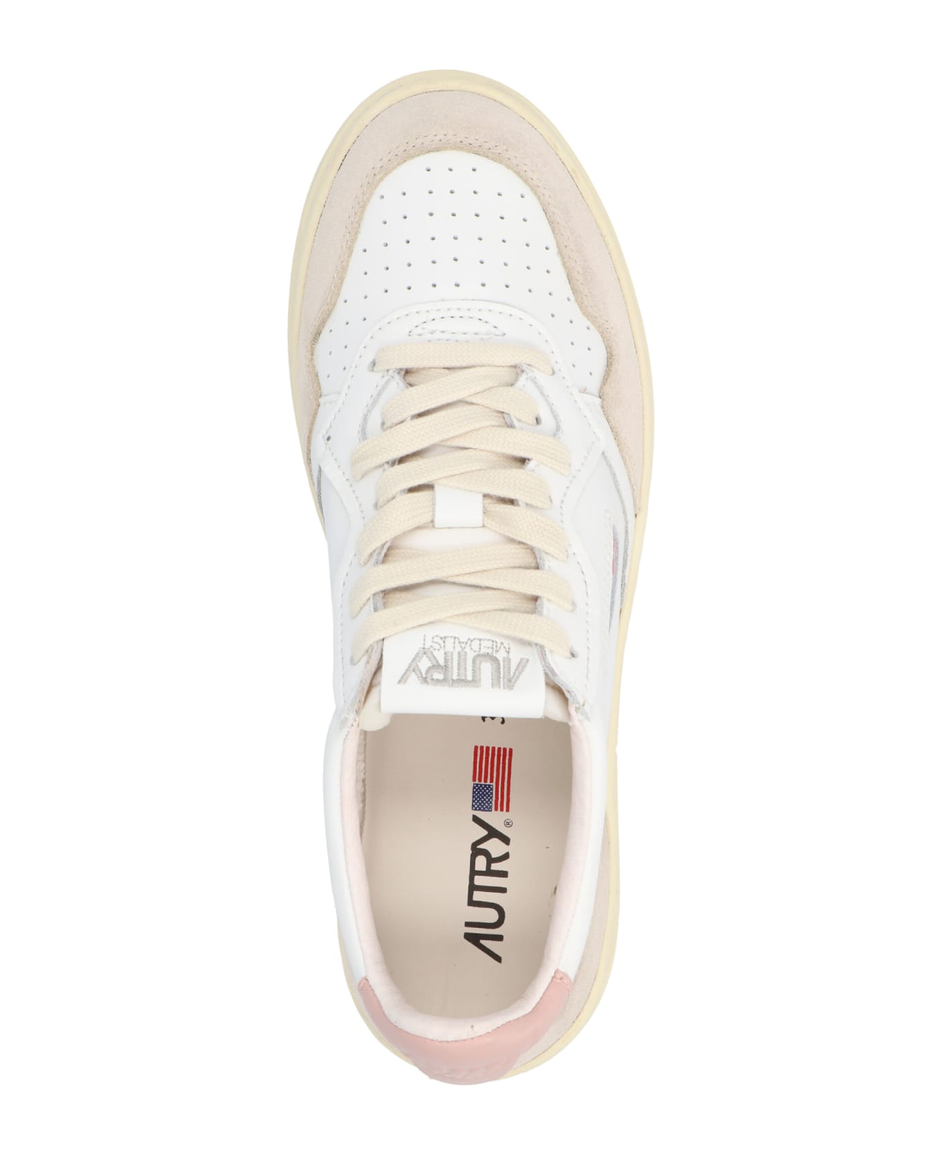 Autry Medalist Low Sneakers In White And Powder Suede And Leather - Bianco