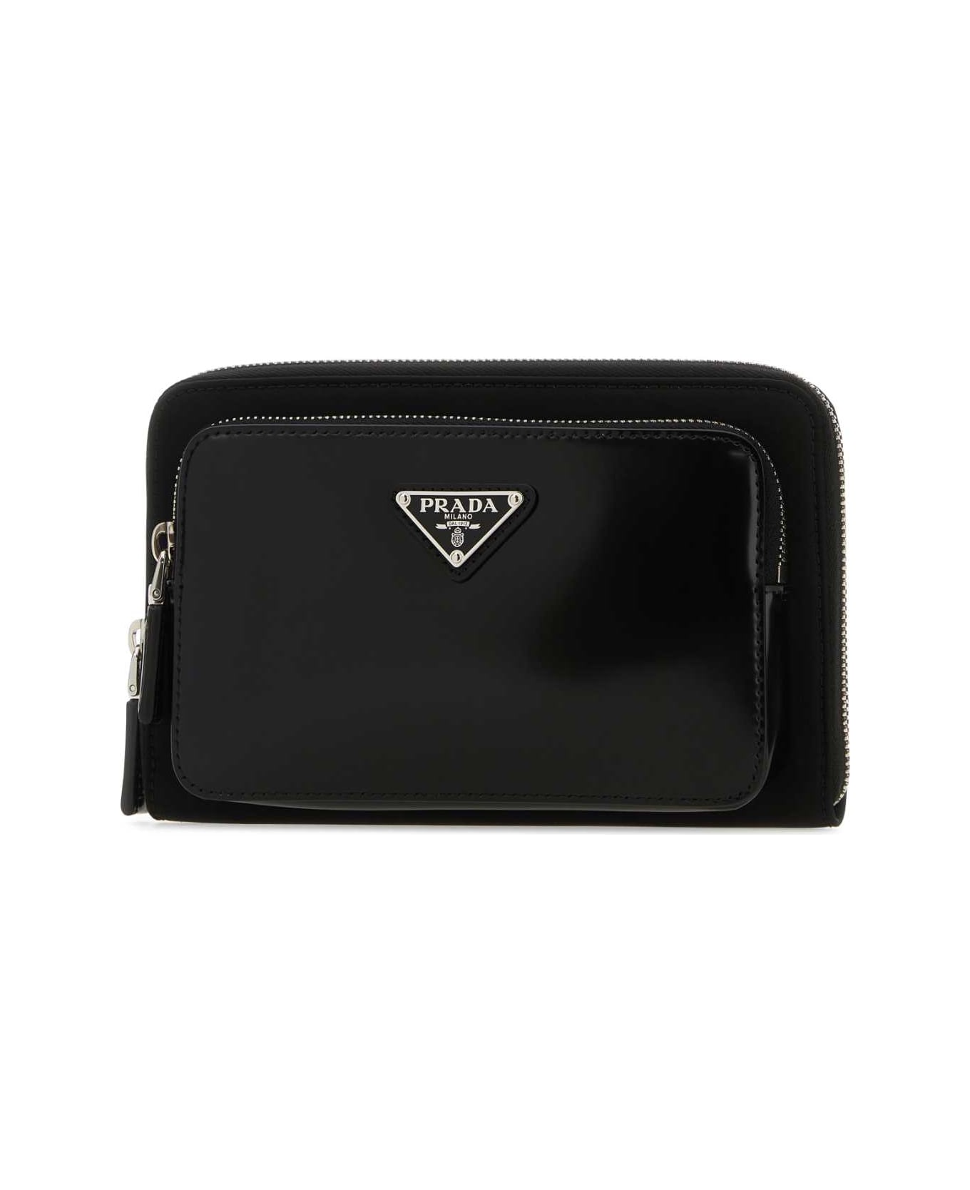 Prada Black Leather And Re-nylon Belt Bag - NERO