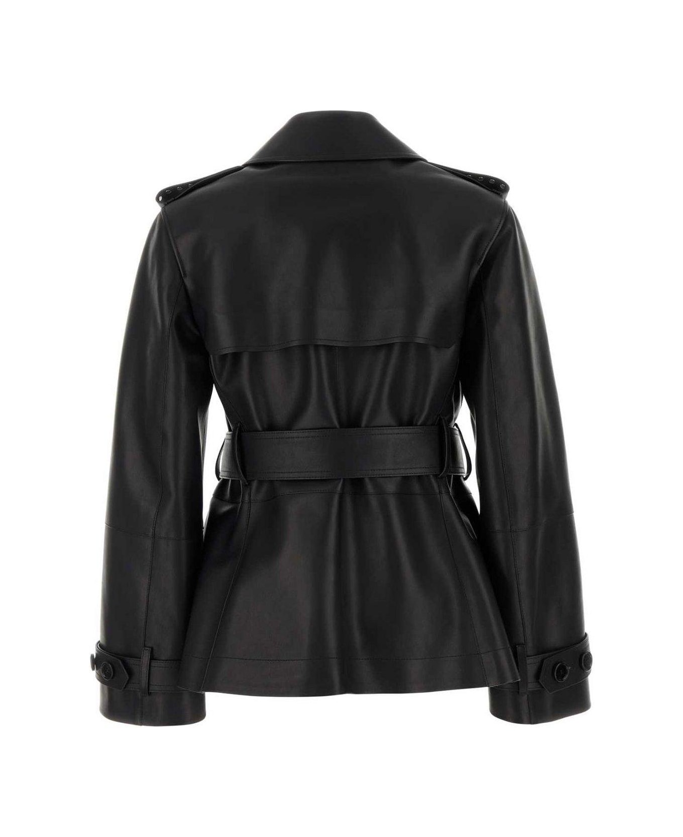 Burberry Belted Collared Trench Jacket - BLACK