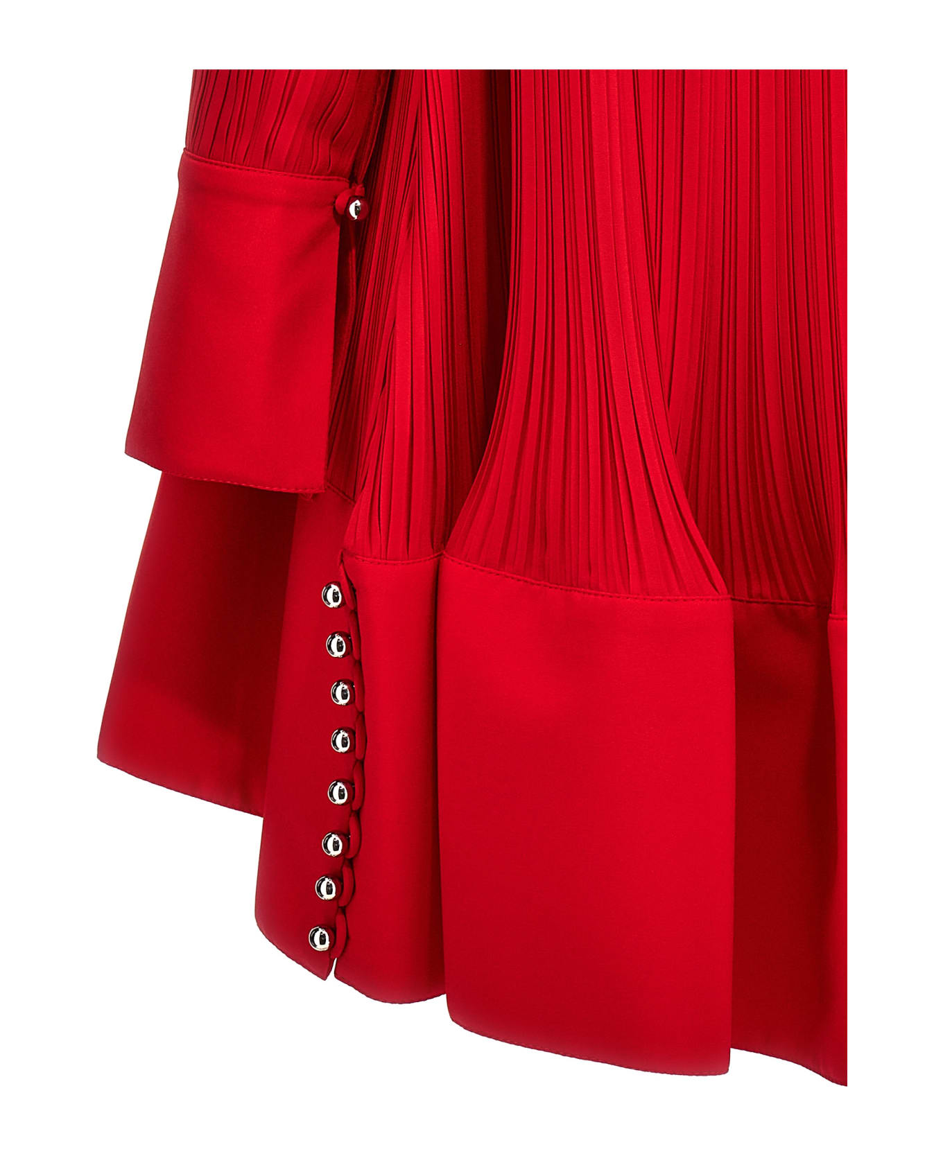 Lanvin 'flared Pleated' Dress - Red