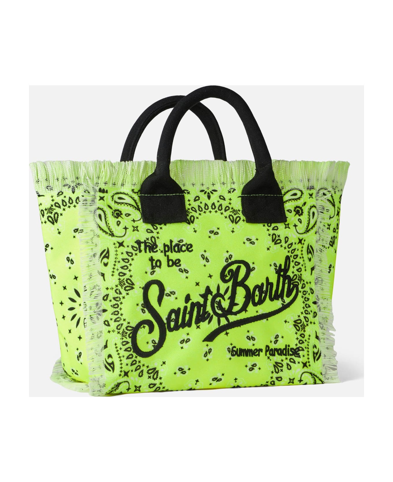 MC2 Saint Barth Colette Fluo Yellow Handbag With Bandanna Print - YELLOW