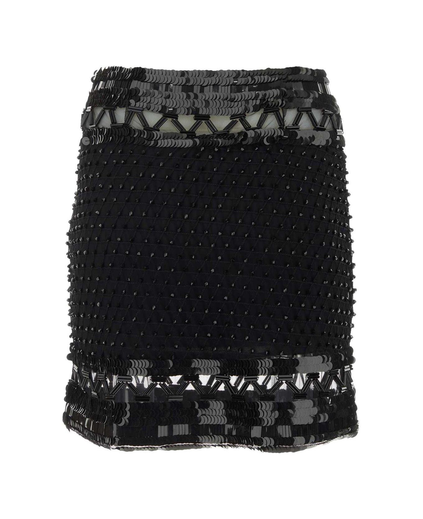 Alberta Ferretti Sequins-embellished Mesh Mini Skirt - Nero