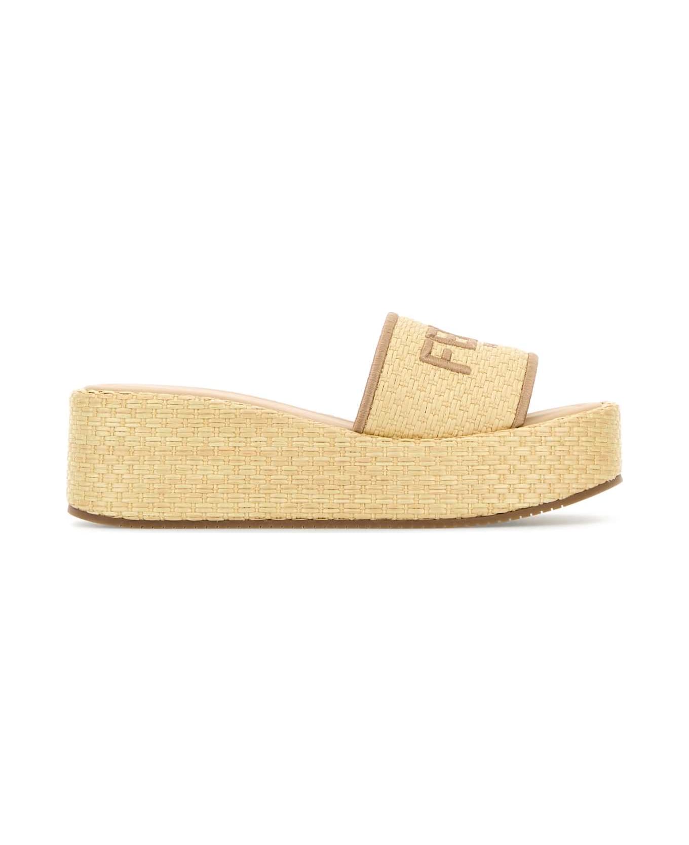 Fendi Raffia Sunshine Slippers - NATURALE RAFIA