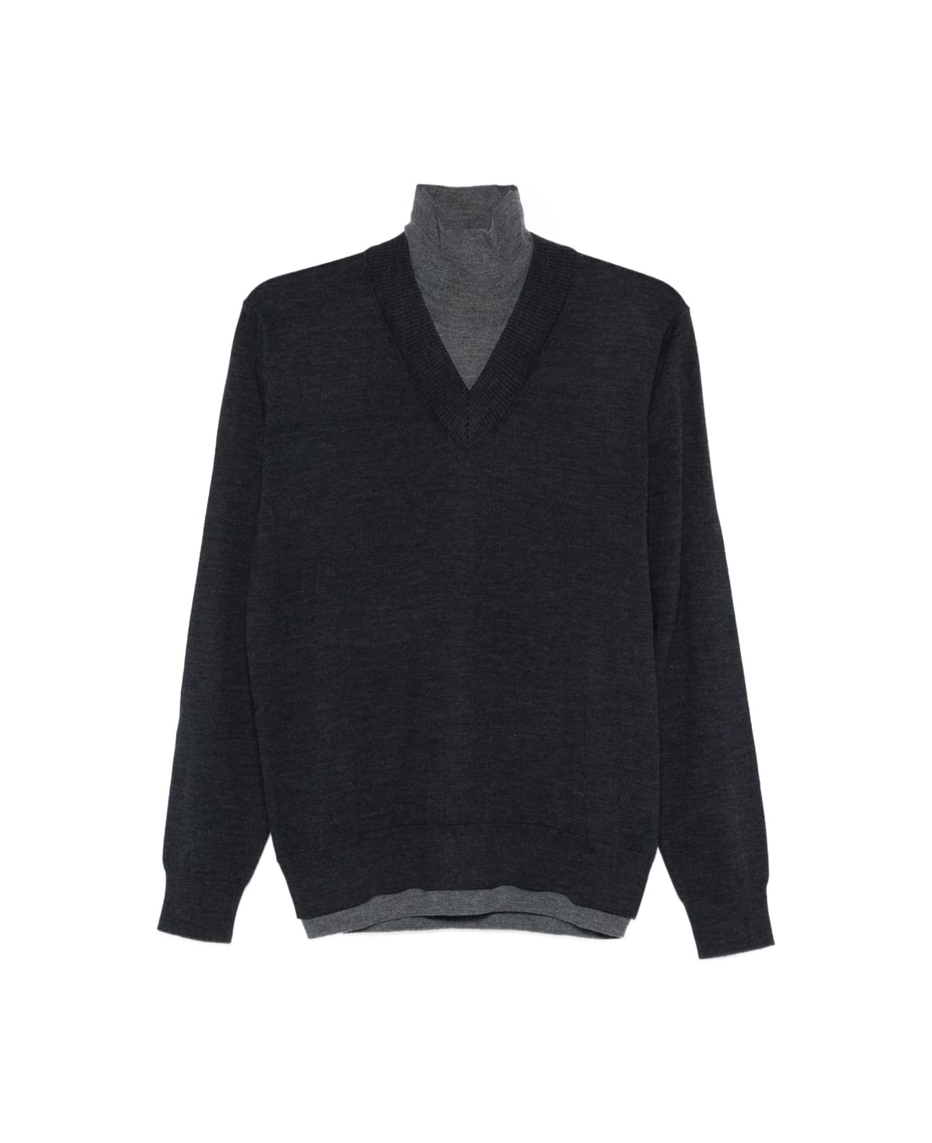 Paolo Pecora Gray Layered Wool Sweater - Grey
