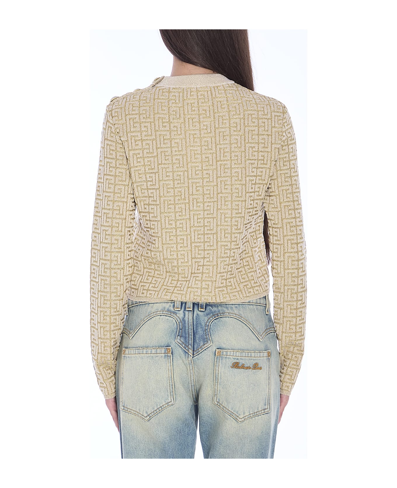 Balmain Pb Labyrinth Monogram Top - Gfm Beige