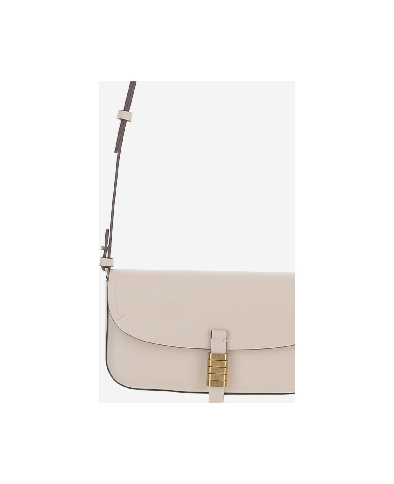 Pinko Saddle Leather Shoulder Bag - White